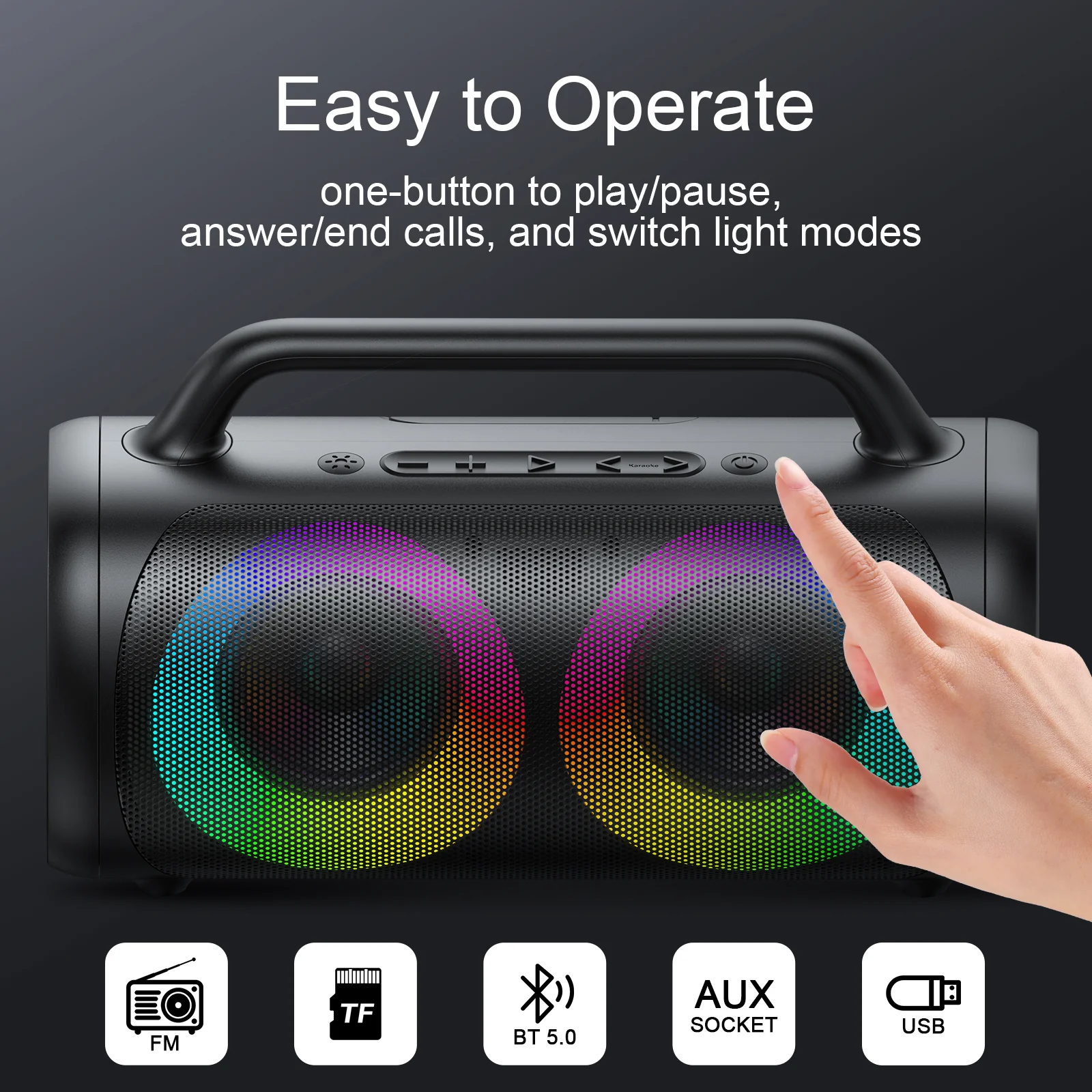 JR-MW02 40W Bluetooth Wireless Speaker with RGB lights - Image 5