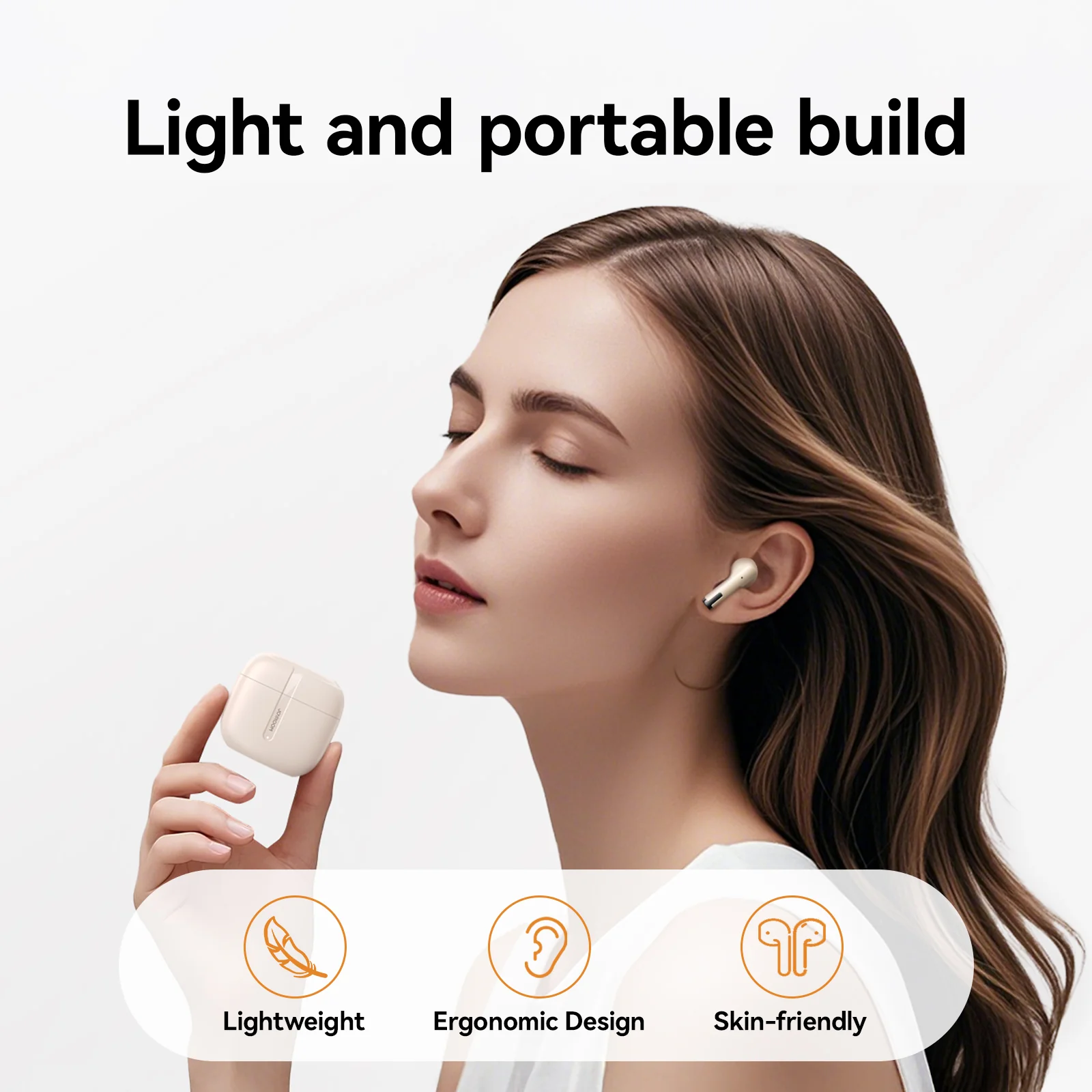 JR-PB3 True Wireless Bluetooth Earphones Beige - Image 2