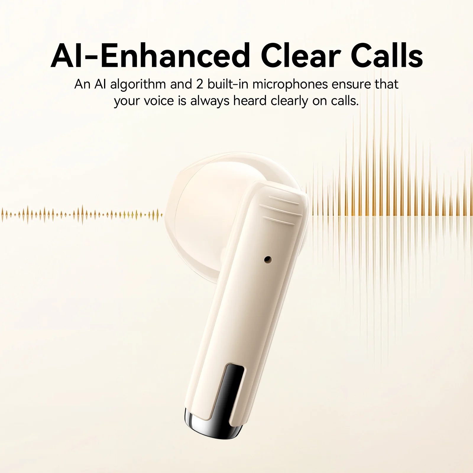JR-PB3 True Wireless Bluetooth Earphones Beige - Image 4