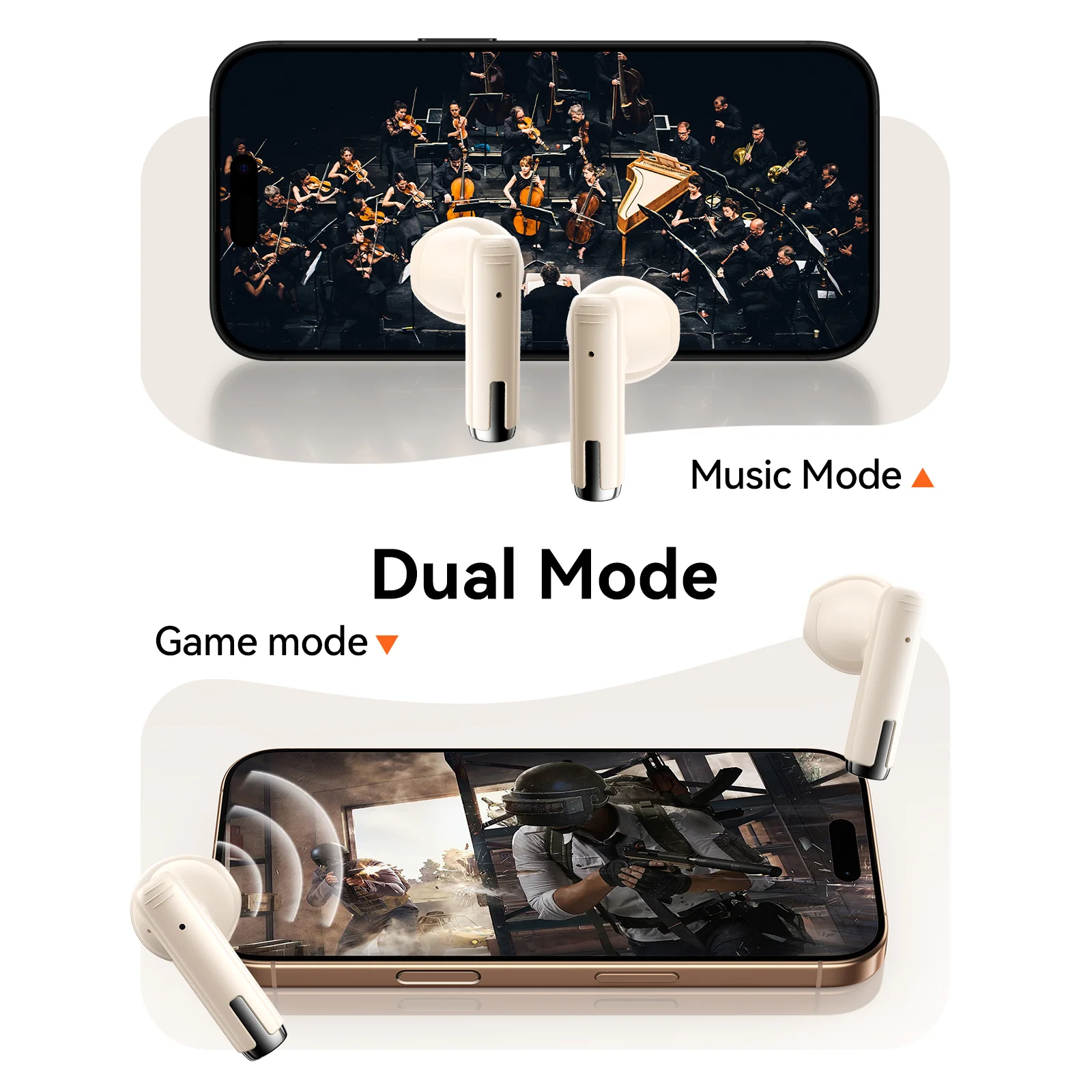 JR-PB3 True Wireless Bluetooth Earphones Beige - Image 7