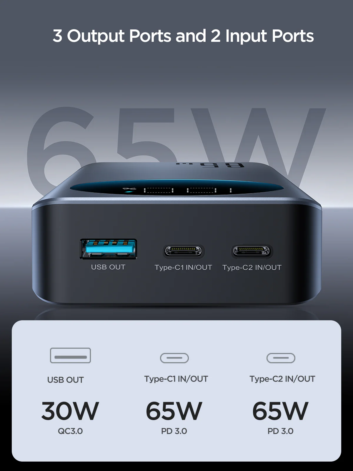 JR-PBF04/JR-PBF05 65W Power Bank 20000mAh/30000mAh-Black - Image 9