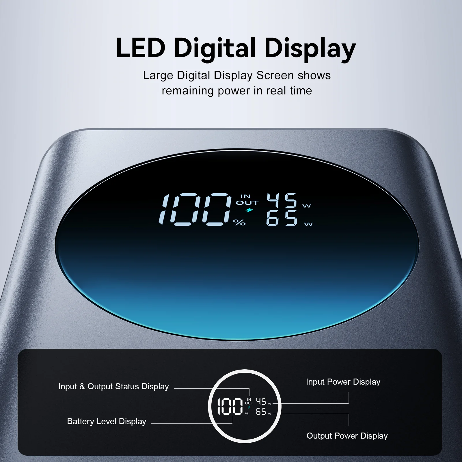 JR-PBF05 Pro 65W Digital Display Fast Charging Power Bank 30000mAh--Black - Image 6