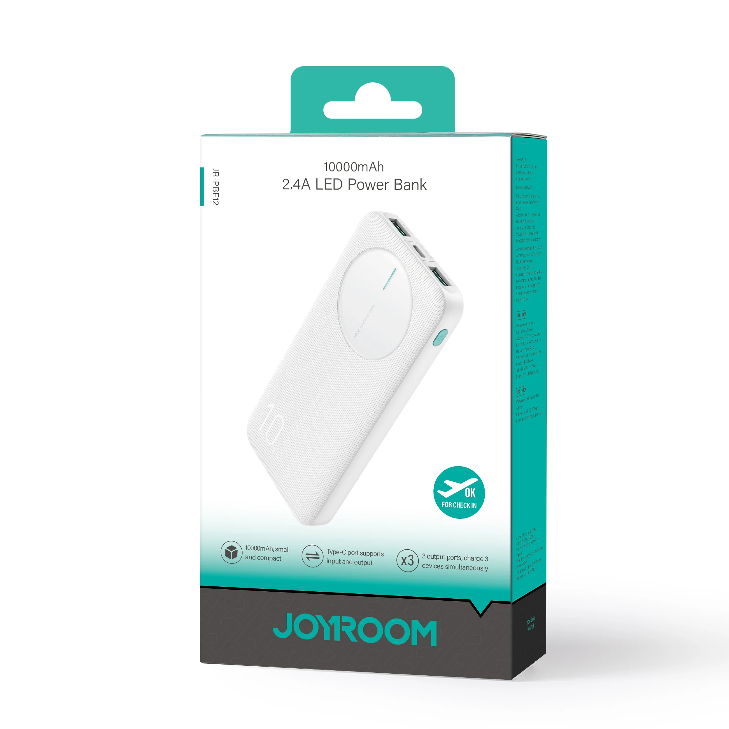 JR-PBF12 2.4A LED Power Bank 10000mAh - Image 3