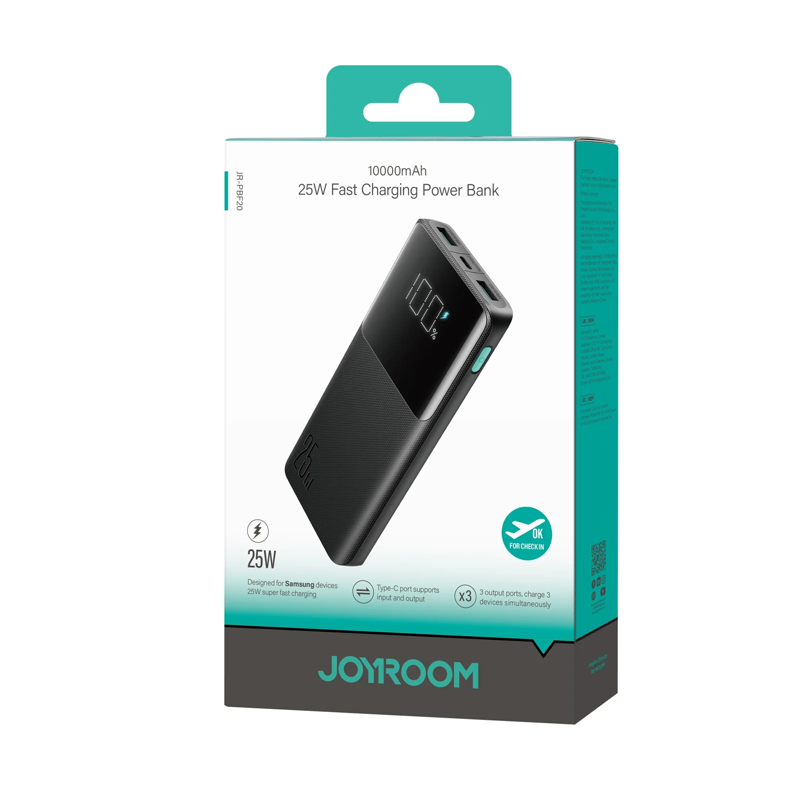 JR-PBF20 25W digital fast charge mobile powerbank 10000mAh - Image 2