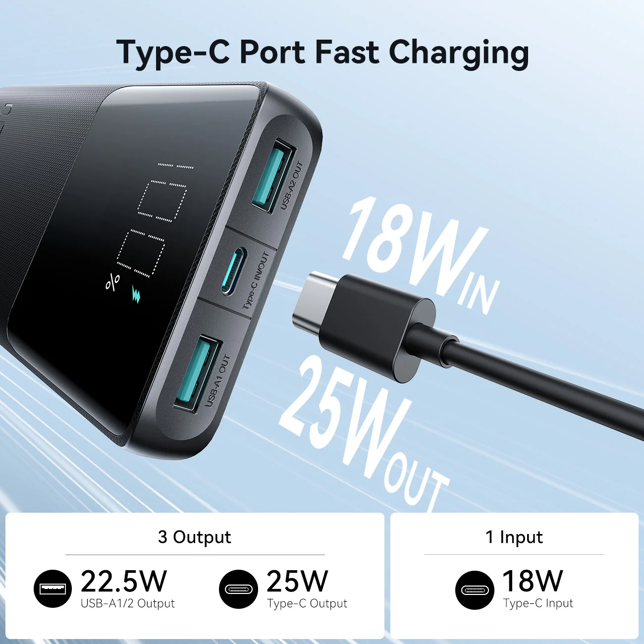 JR-PBF20 25W digital fast charge mobile powerbank 10000mAh - Image 10
