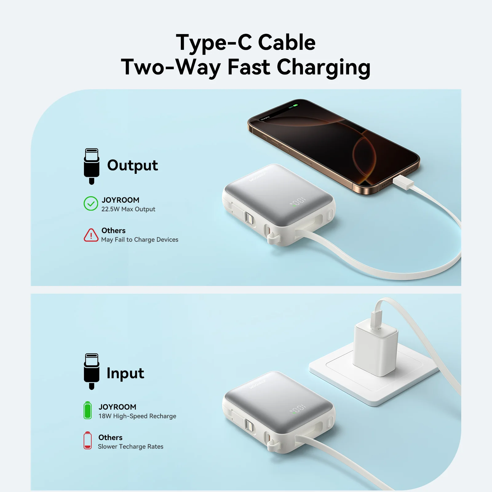 JR-PBF27 22.5W mini Power Bank with Dual Cables 10000mAh - Image 8