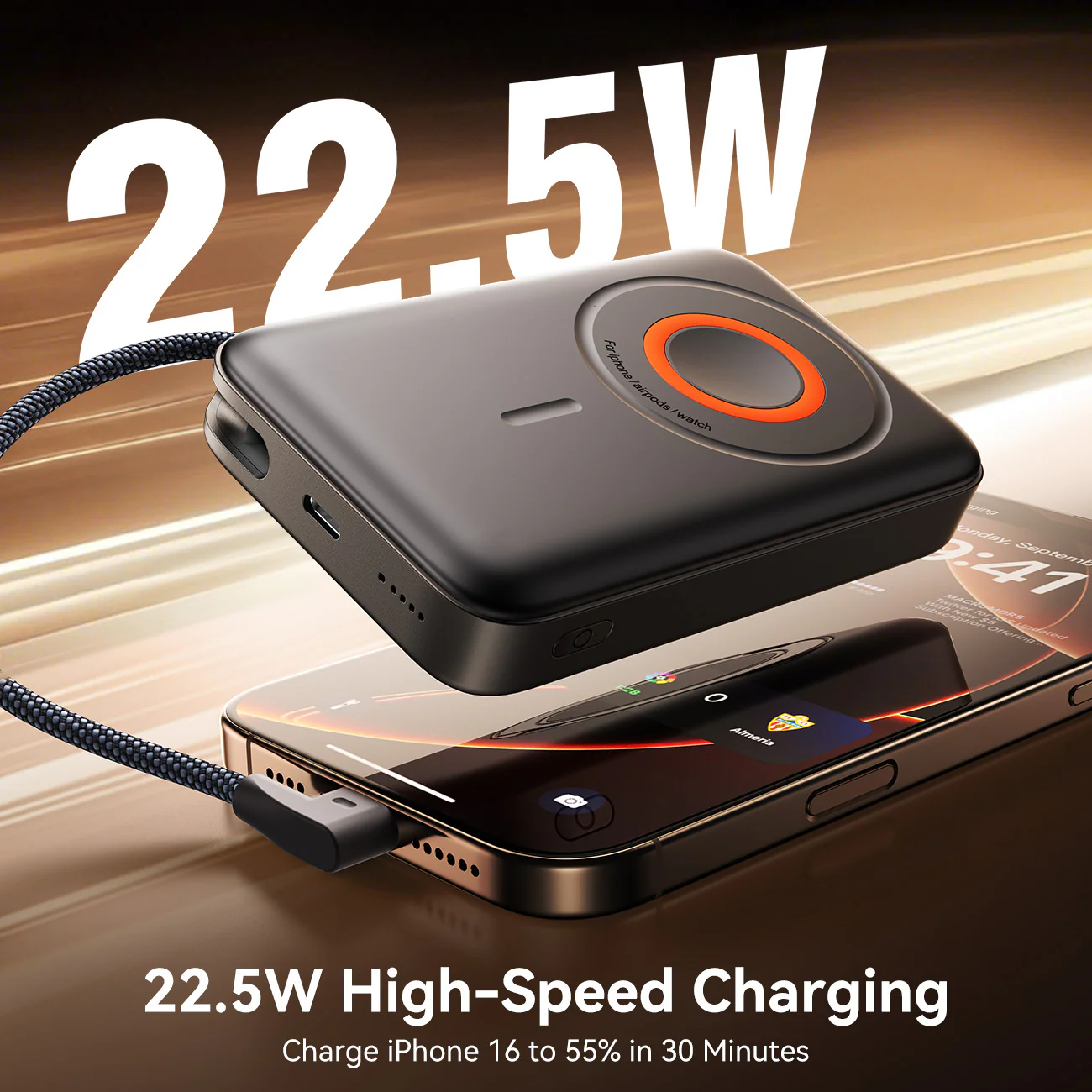 JR-PBM02 22.5W 3in1 magnetic mobile power bank 10000mAh black - Image 8
