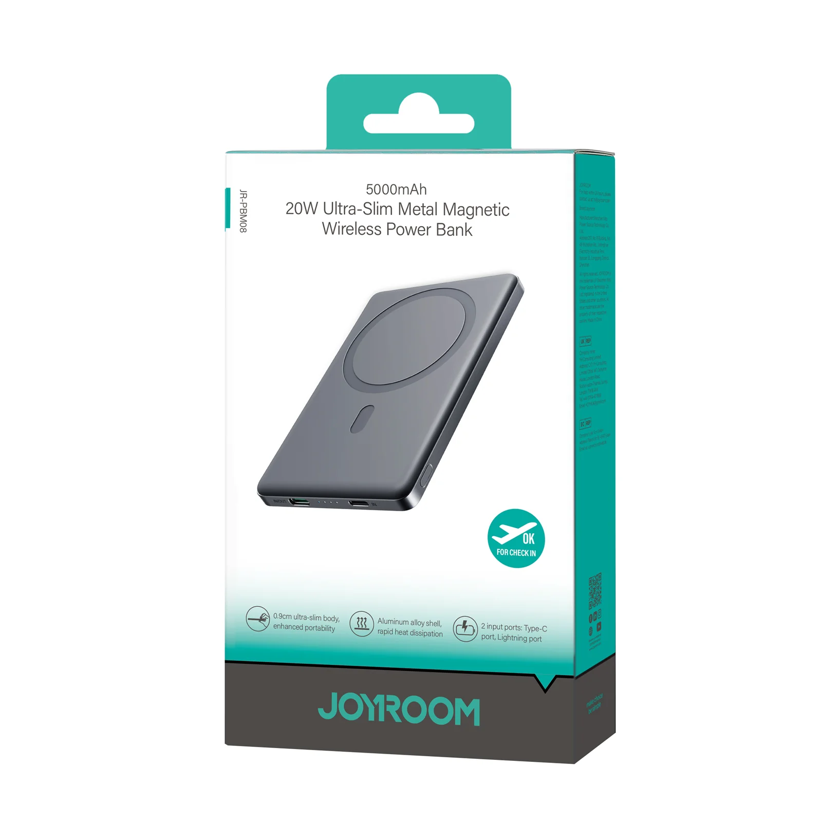 JR-PBM08 20W magnetic wireless power bank 5000mAh Gray - Image 2