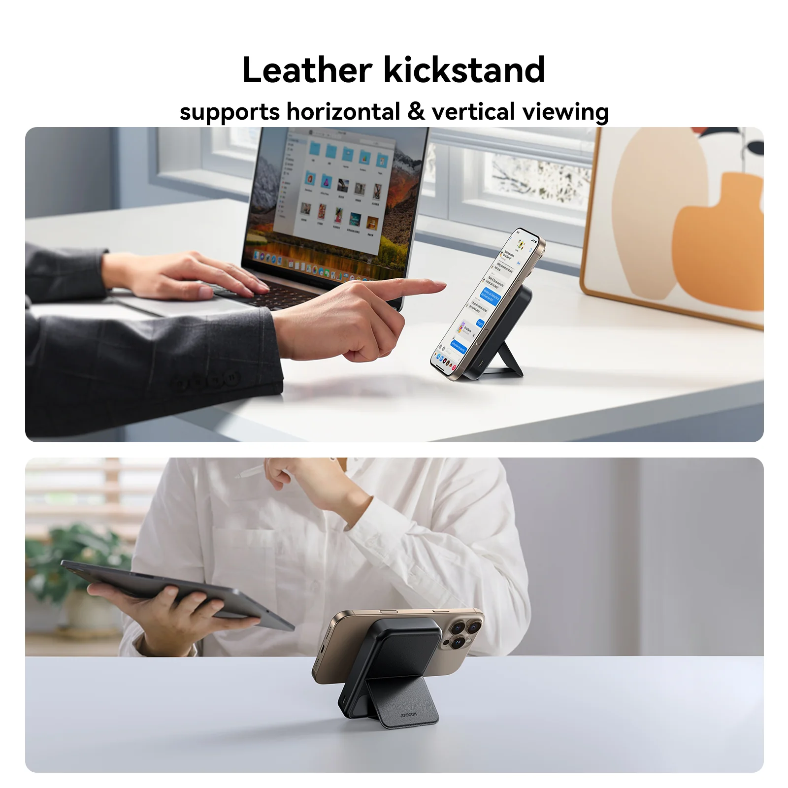 JR-PBM11 QI2 22.5W Magnetic Wireless Power Bank with Holder 10000mAh-Black - Image 3