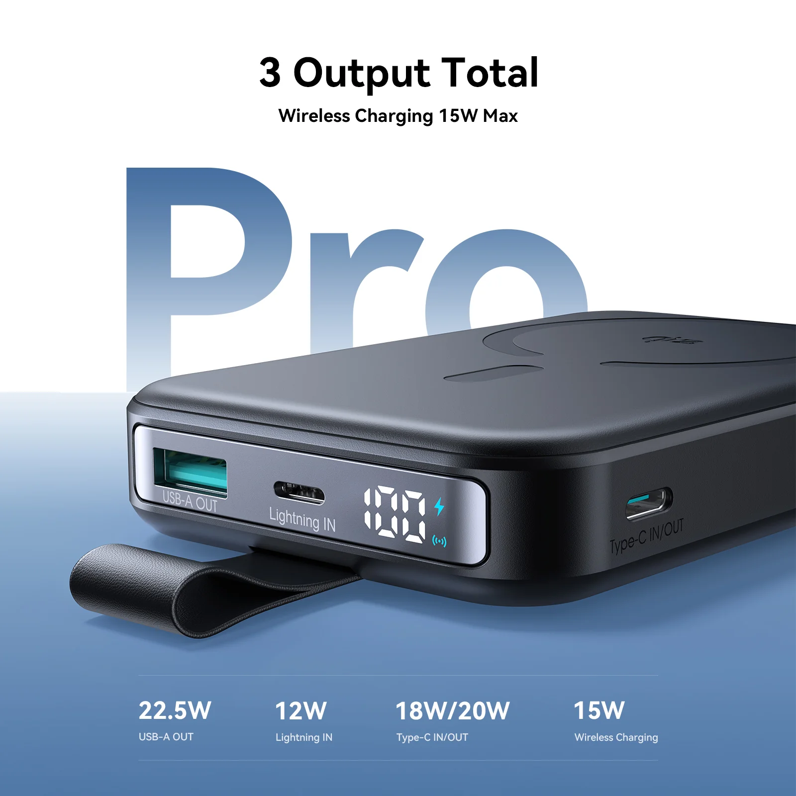 JR-PBM11 QI2 22.5W Magnetic Wireless Power Bank with Holder 10000mAh-Black - Image 4