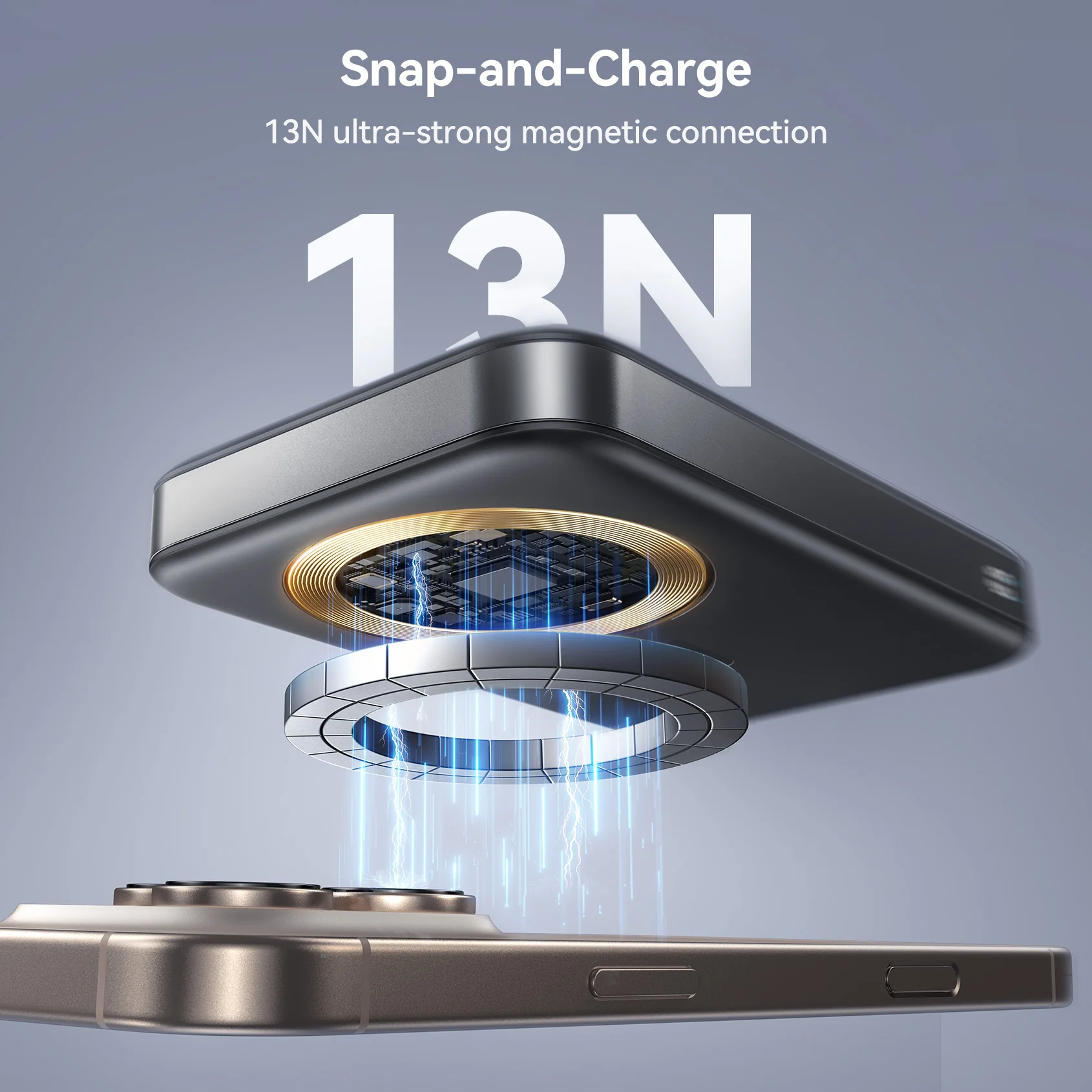 JR-PBM12 22.5W Magnetic Wireless Power Bank with Ring Holder 10000mAh-Black - Image 5