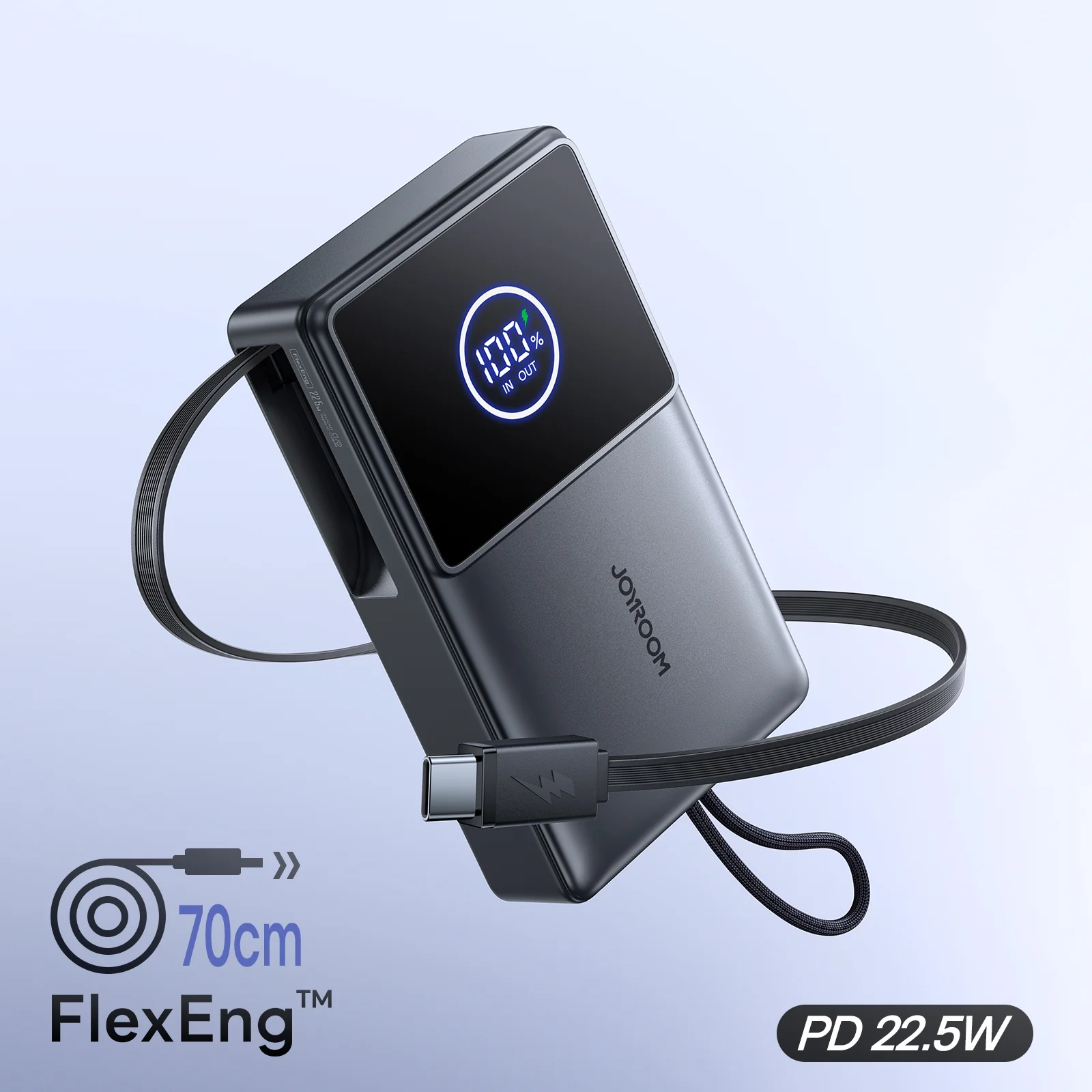 JR-PR1 22.5W Built-in Retractable Cable Powerbank10000mAh - Image 5