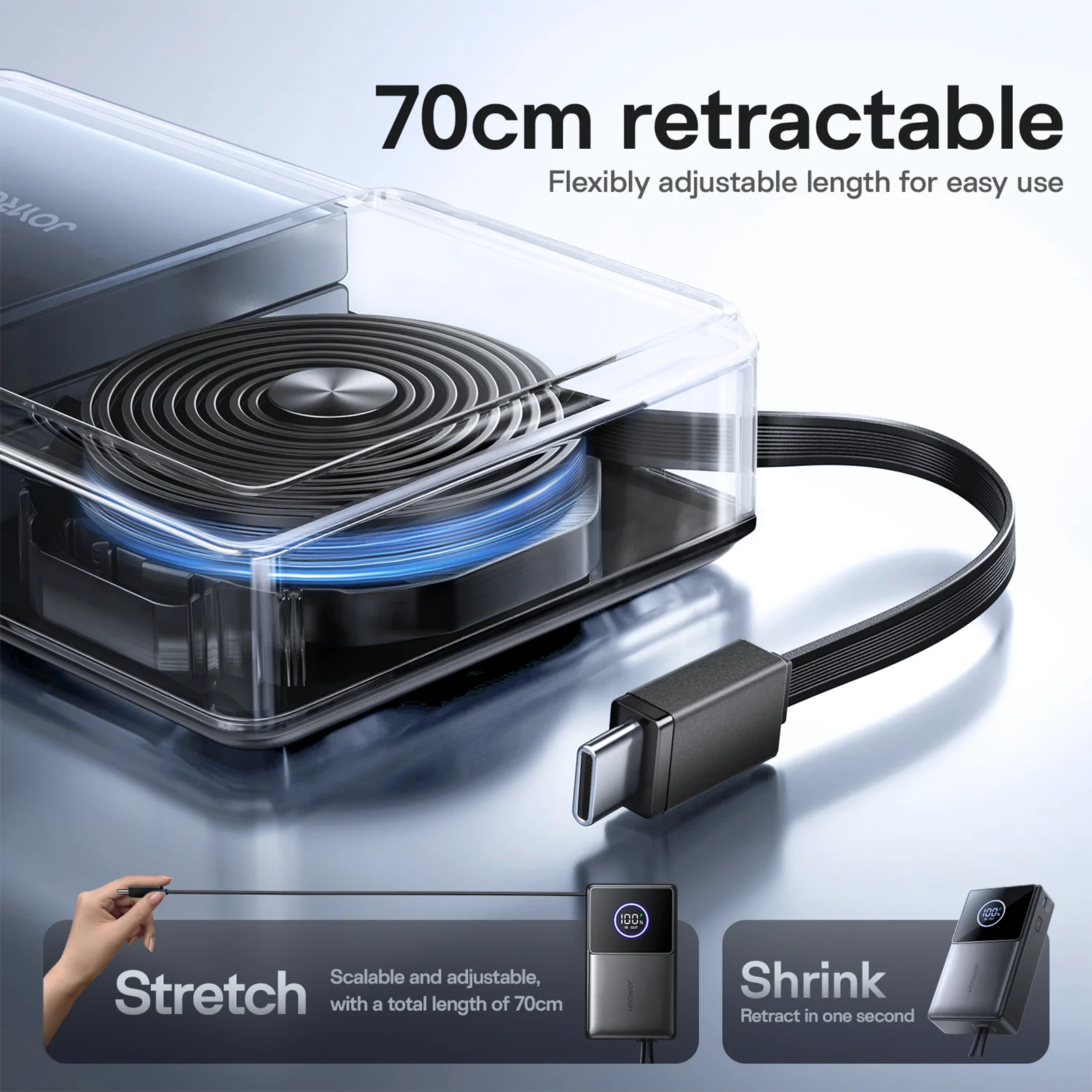 JR-PR1 22.5W Built-in Retractable Cable Powerbank10000mAh - Image 7