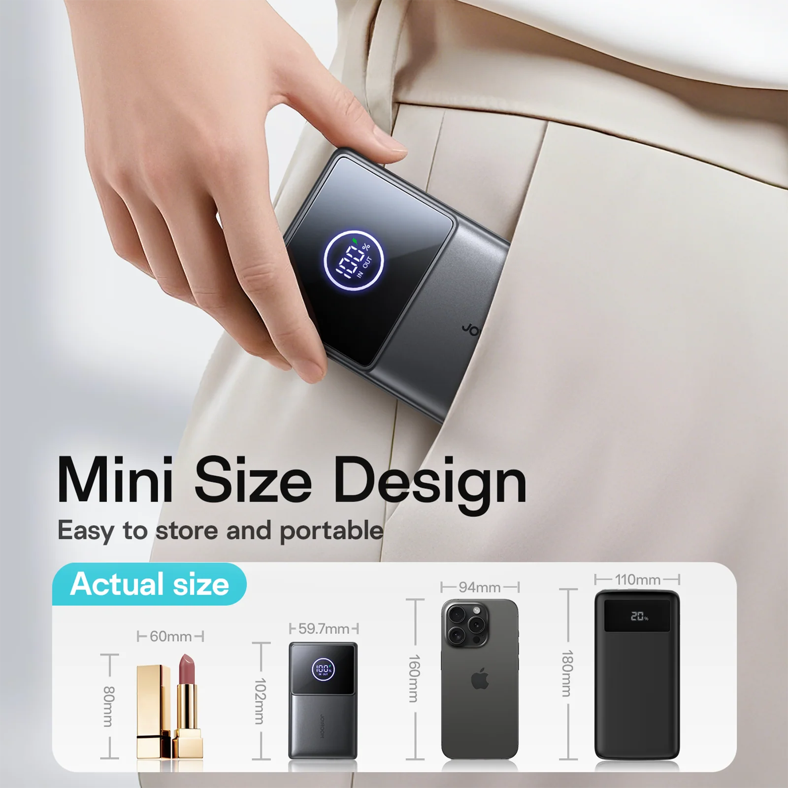 JR-PR1 22.5W Built-in Retractable Cable Powerbank10000mAh - Image 9