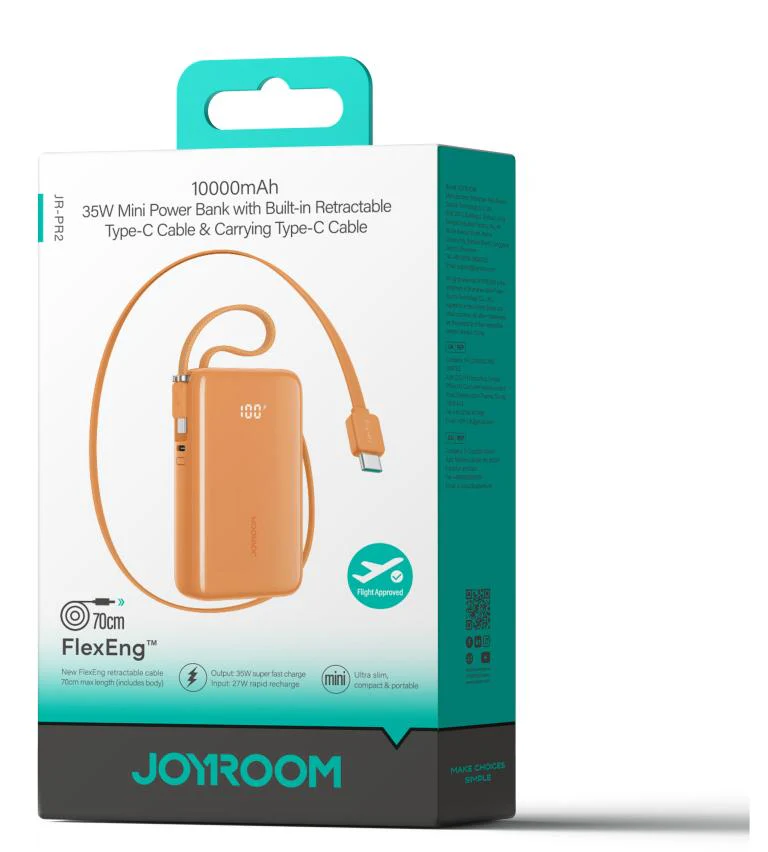 JR-PR2/JR-PR2L 35W Mini Power Bank with Built-in Retractable Type-C Cable + Type-C/Lightning Cable 10000mAh - Image 5