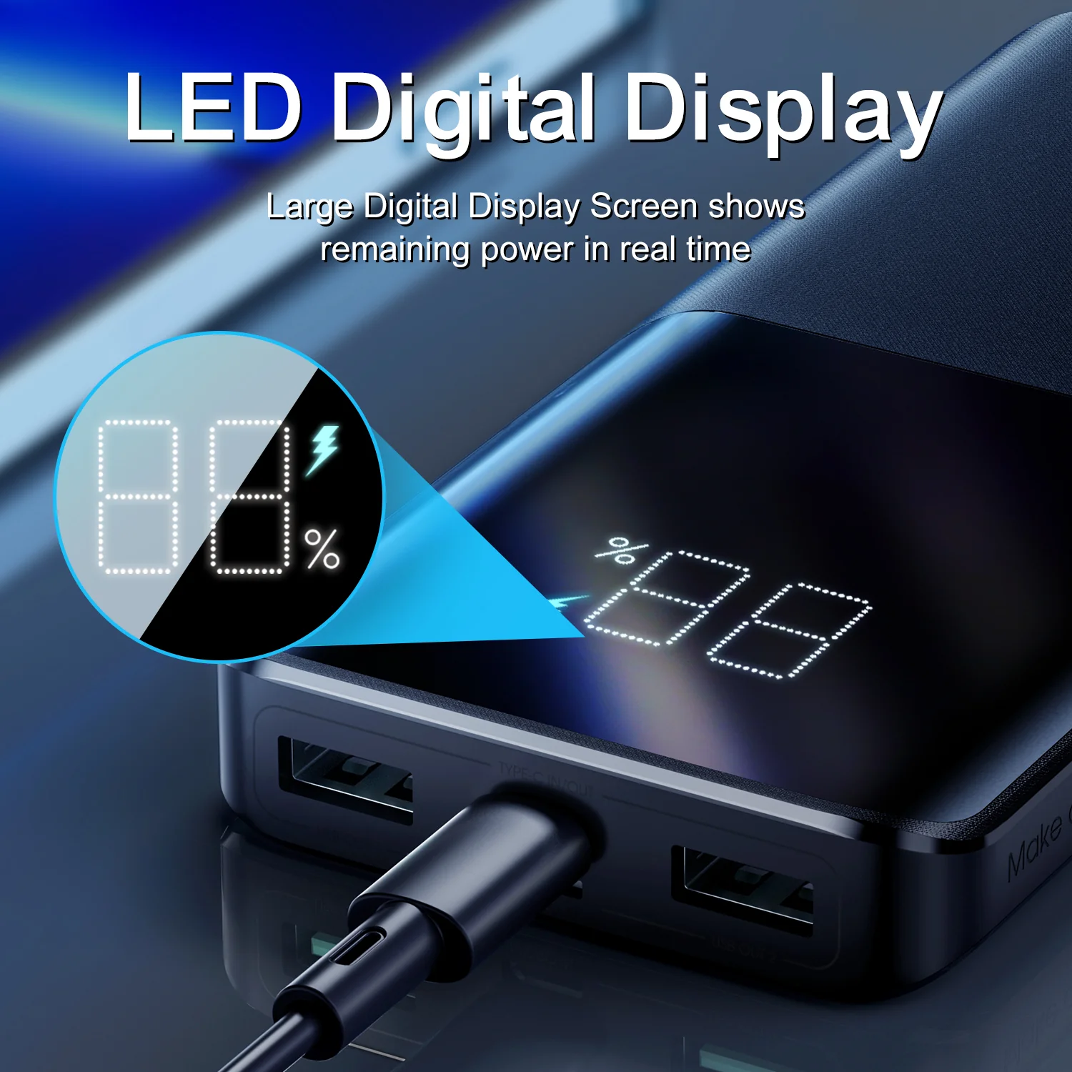JR-QP191 10000mah 22.5W fast charging powerbank with LCD display - Image 4