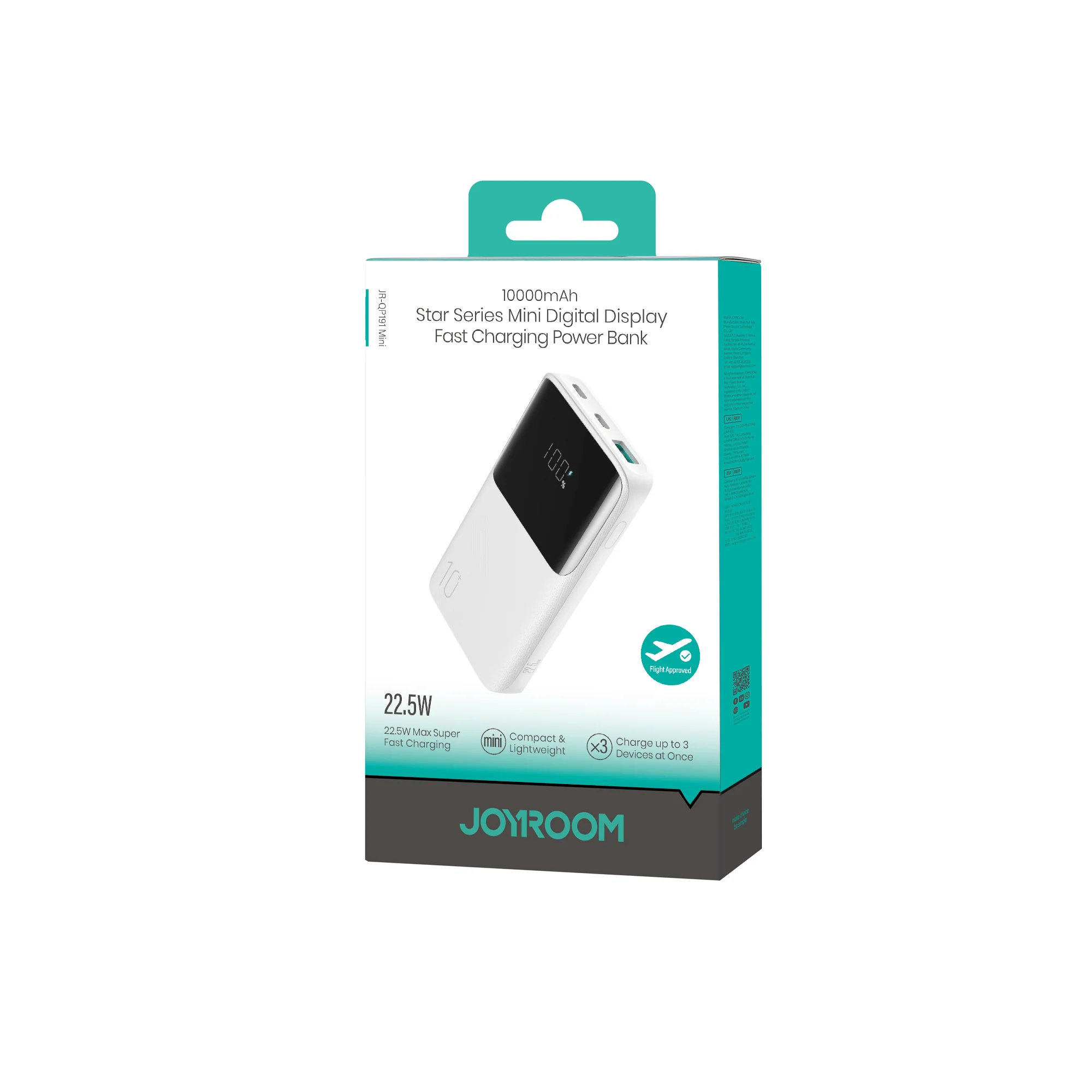 JR-QP191 Mini Star Series Mini 22.5W Digital Display Fast Charging Power Bank 10,000mAh - Image 4
