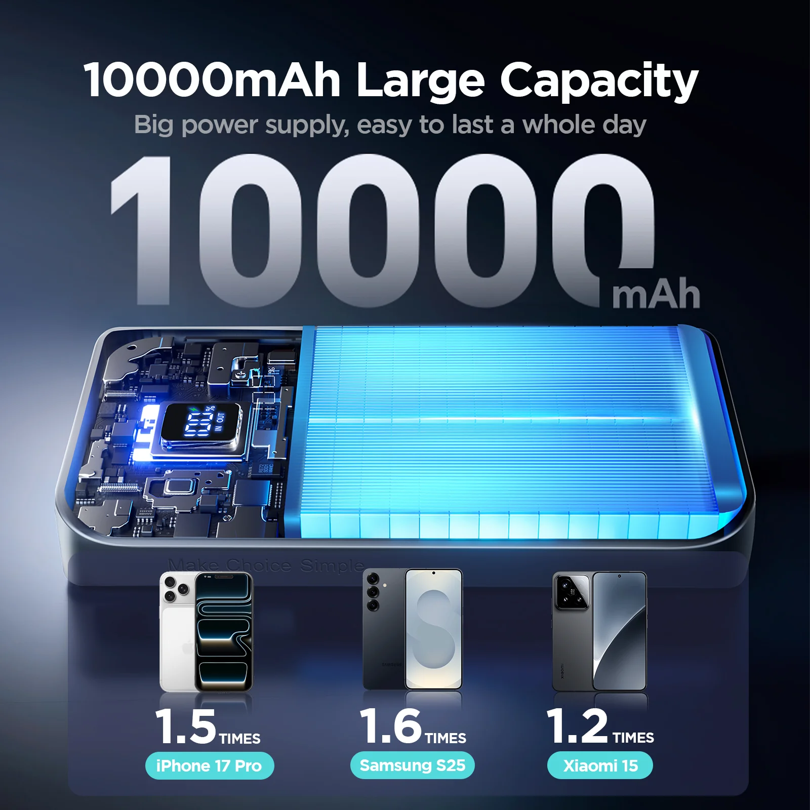 JR-QP191 Mini Star Series Mini 22.5W Digital Display Fast Charging Power Bank 10,000mAh - Image 9
