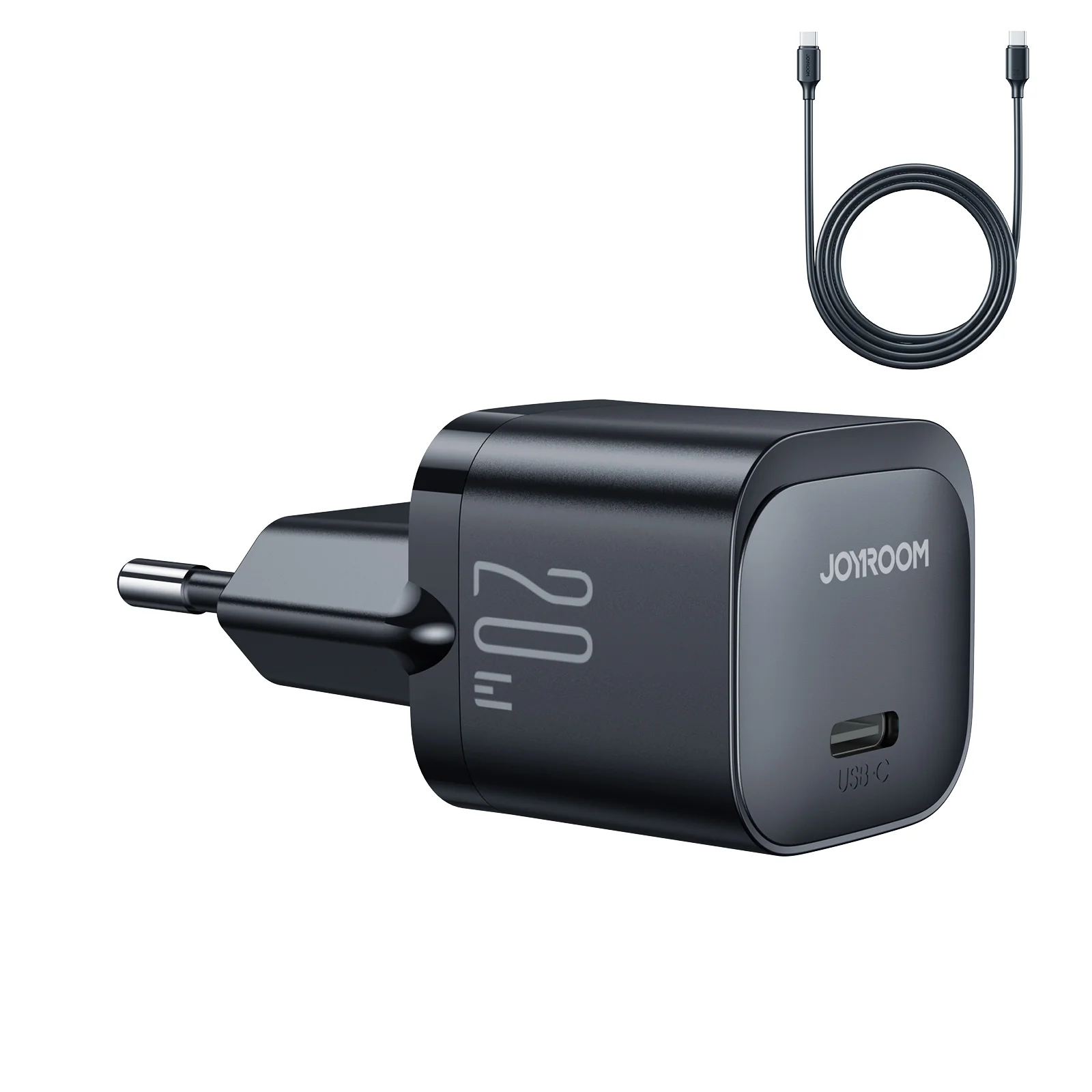 JR-TCF02 PD 20W mini Charger-Black (EU/UK/US)+C to C Cable 1m - Image 2