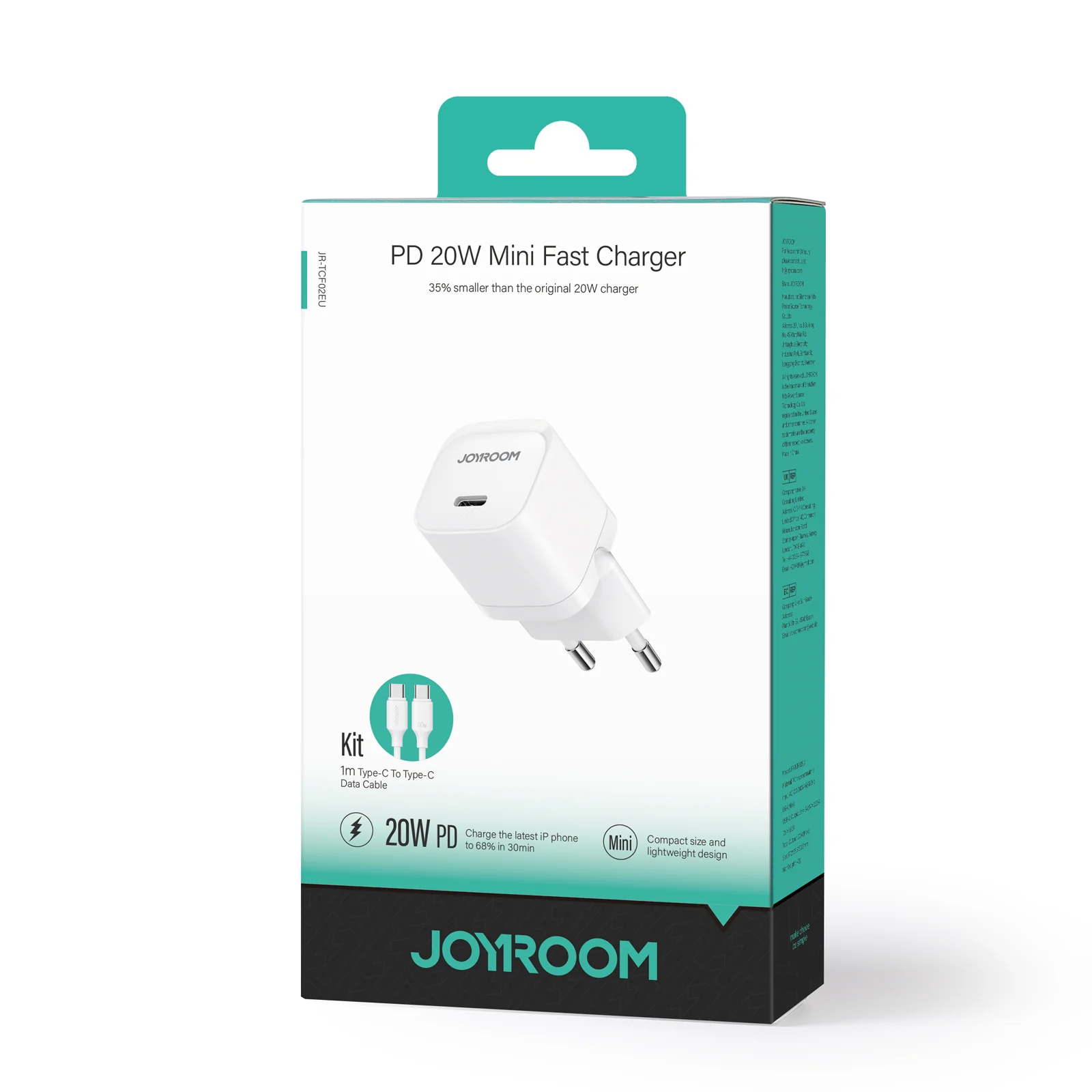 JR-TCF02 PD 20W mini Charger-Black (EU/UK/US)+C to C Cable 1m - Image 5