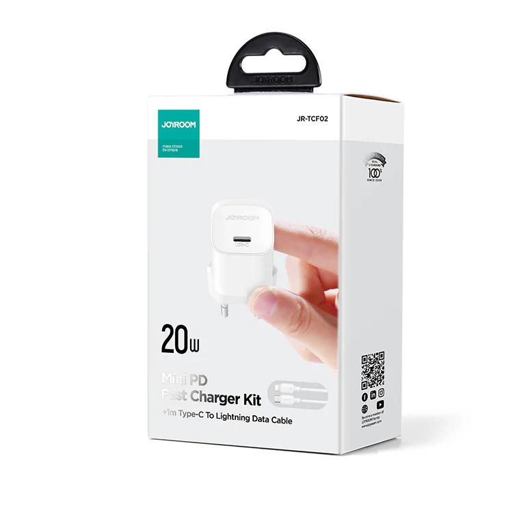 JR-TCF02 PD 20W mini Charger-black (UK)+C to L Cable 1M-EU/UK-White/Black - Image 5