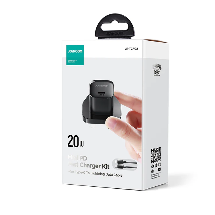JR-TCF02 PD 20W mini Charger-black (UK)+C to L Cable 1M-EU/UK-White/Black - Image 8