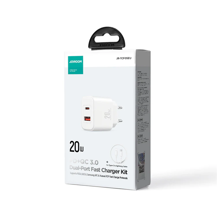 JR-TCF05 20W PD+QC Charger+C to L Cable-EU/UK/US-White/Black - Image 11