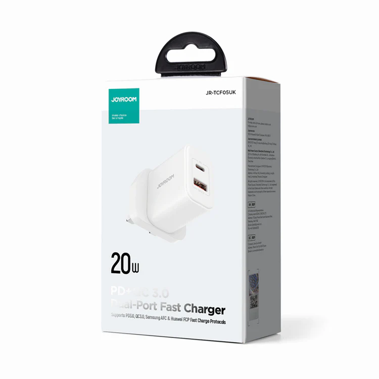 JR-TCF05 20W PD+QC Charger-EU/UK/US-White/Black - Image 7