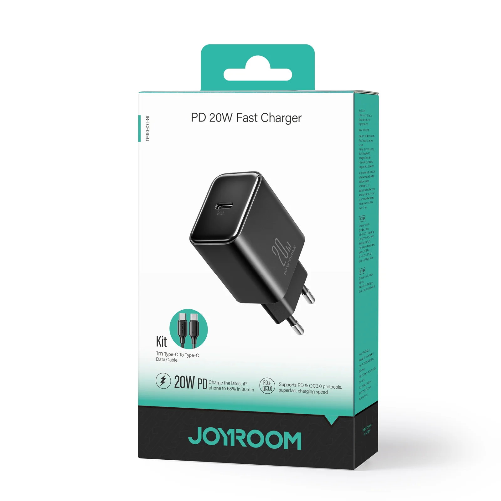 JR-TCF06 PD 20W Charger-White (EU)+C to C Cable 1m - Image 5