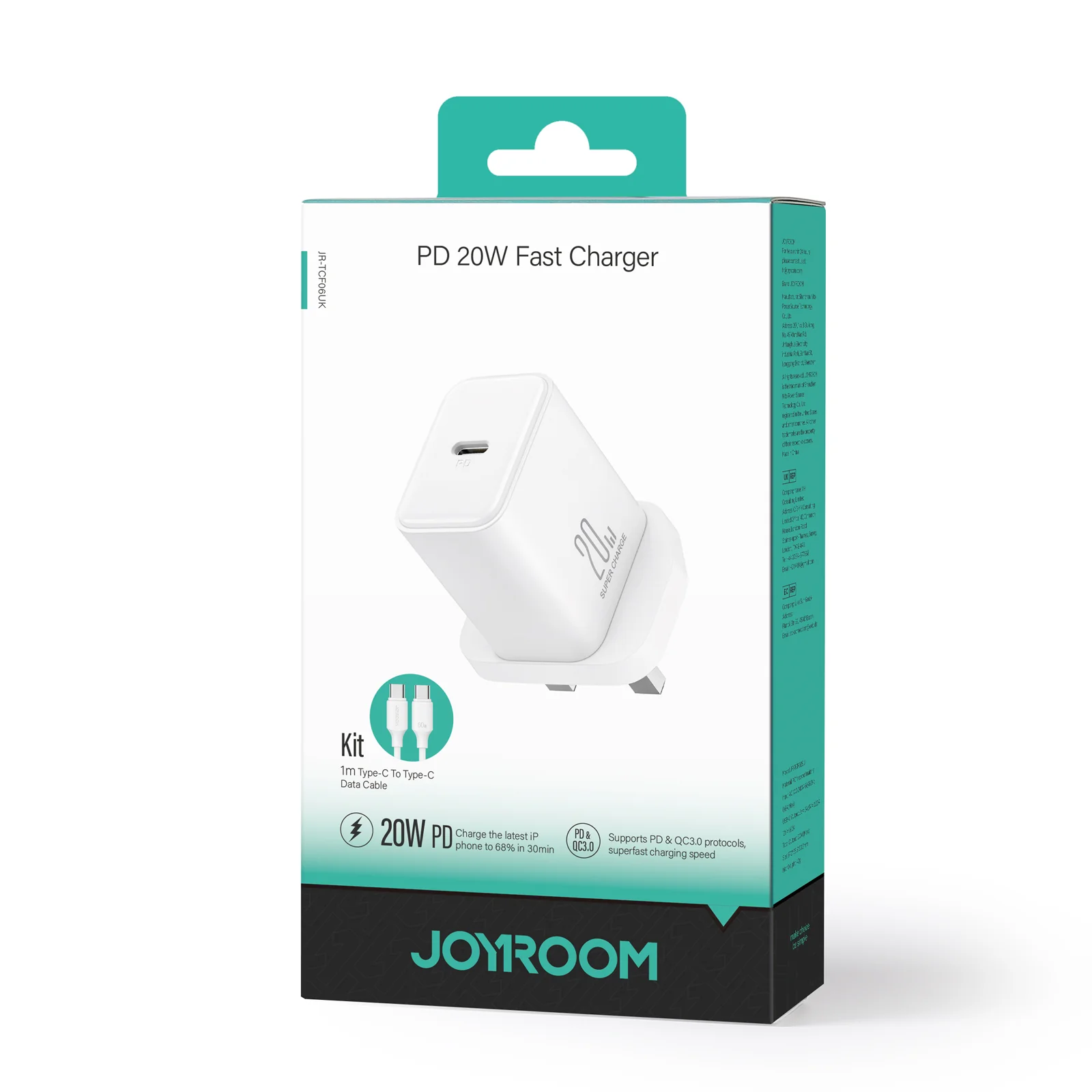 JR-TCF06 PD 20W Charger-White (EU)+C to C Cable 1m - Image 8