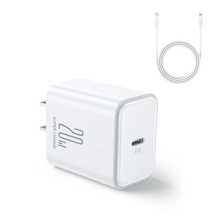 JR-TCF06 PD 20W Charger+C to L Cable 1m-EU/UK/US-White/Black