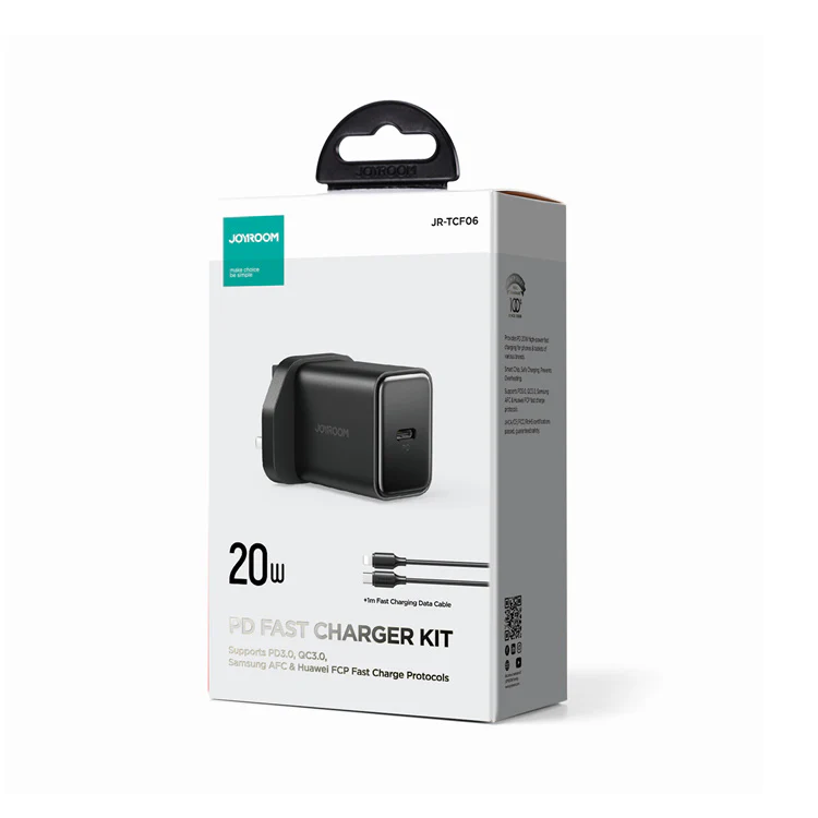 JR-TCF06 PD 20W Charger+C to L Cable 1m-EU/UK/US-White/Black - Image 11