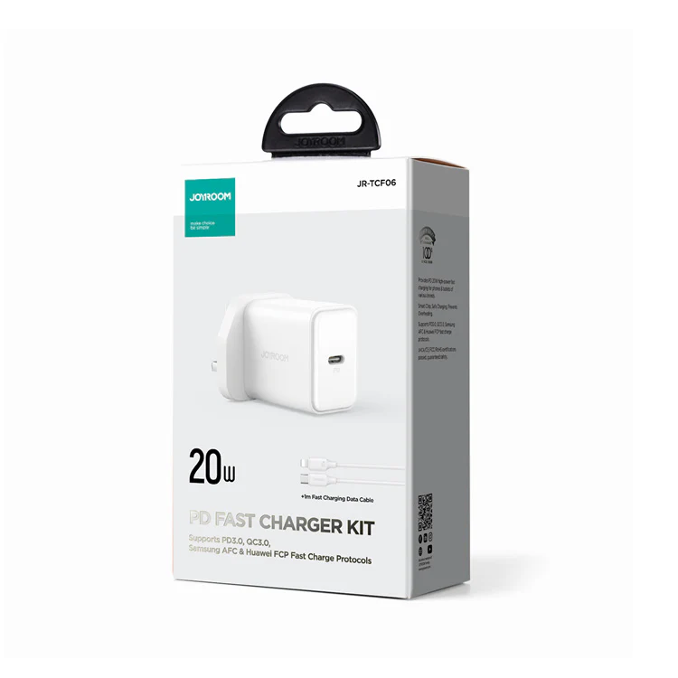 JR-TCF06 PD 20W Charger+C to L Cable 1m-EU/UK/US-White/Black - Image 12