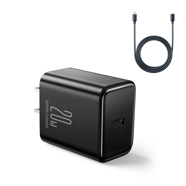 JR-TCF06 PD 20W Charger+C to L Cable 1m-EU/UK/US-White/Black - Image 2