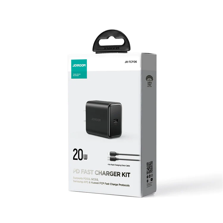 JR-TCF06 PD 20W Charger+C to L Cable 1m-EU/UK/US-White/Black - Image 8