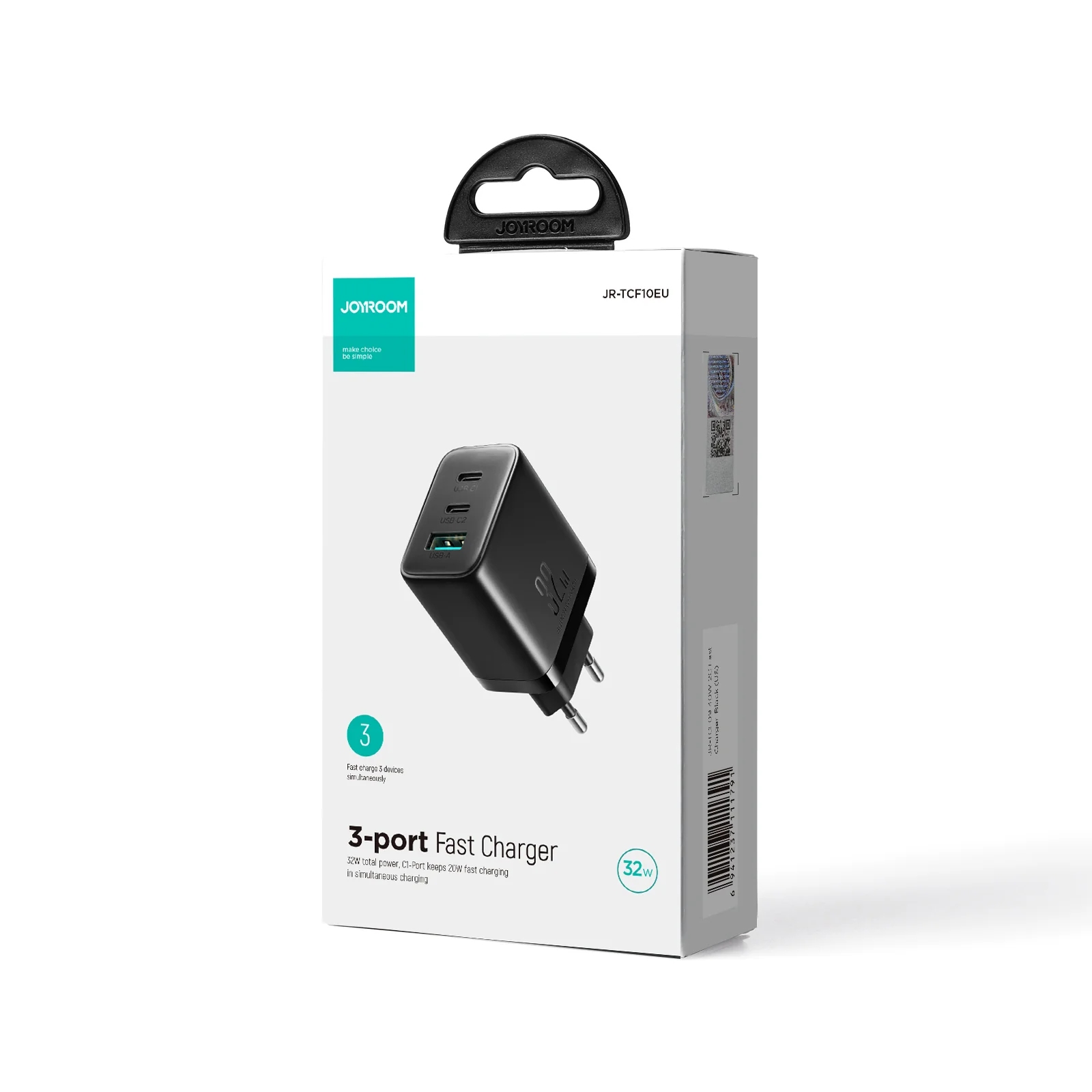 JR-TCF10 32W 2PD+QC Mini intelligent Fast Charger EU/UK/US - Image 4