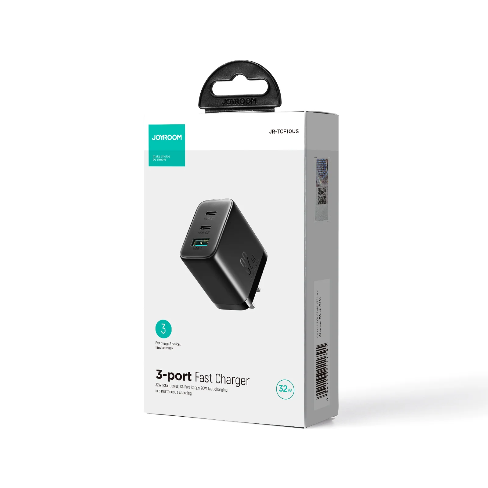 JR-TCF10 32W 2PD+QC Mini intelligent Fast Charger EU/UK/US - Image 5