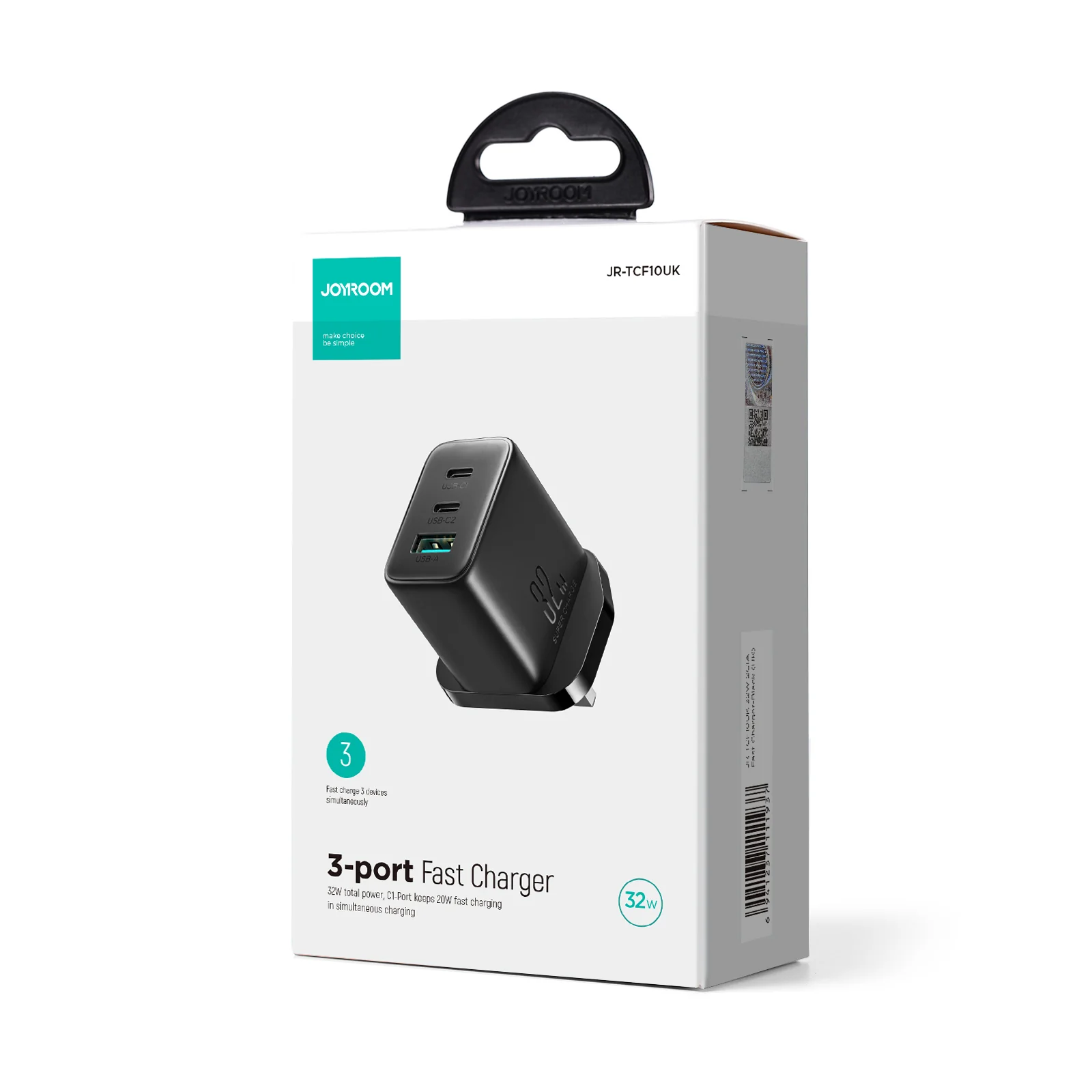 JR-TCF10 32W 2PD+QC Mini intelligent Fast Charger EU/UK/US - Image 6