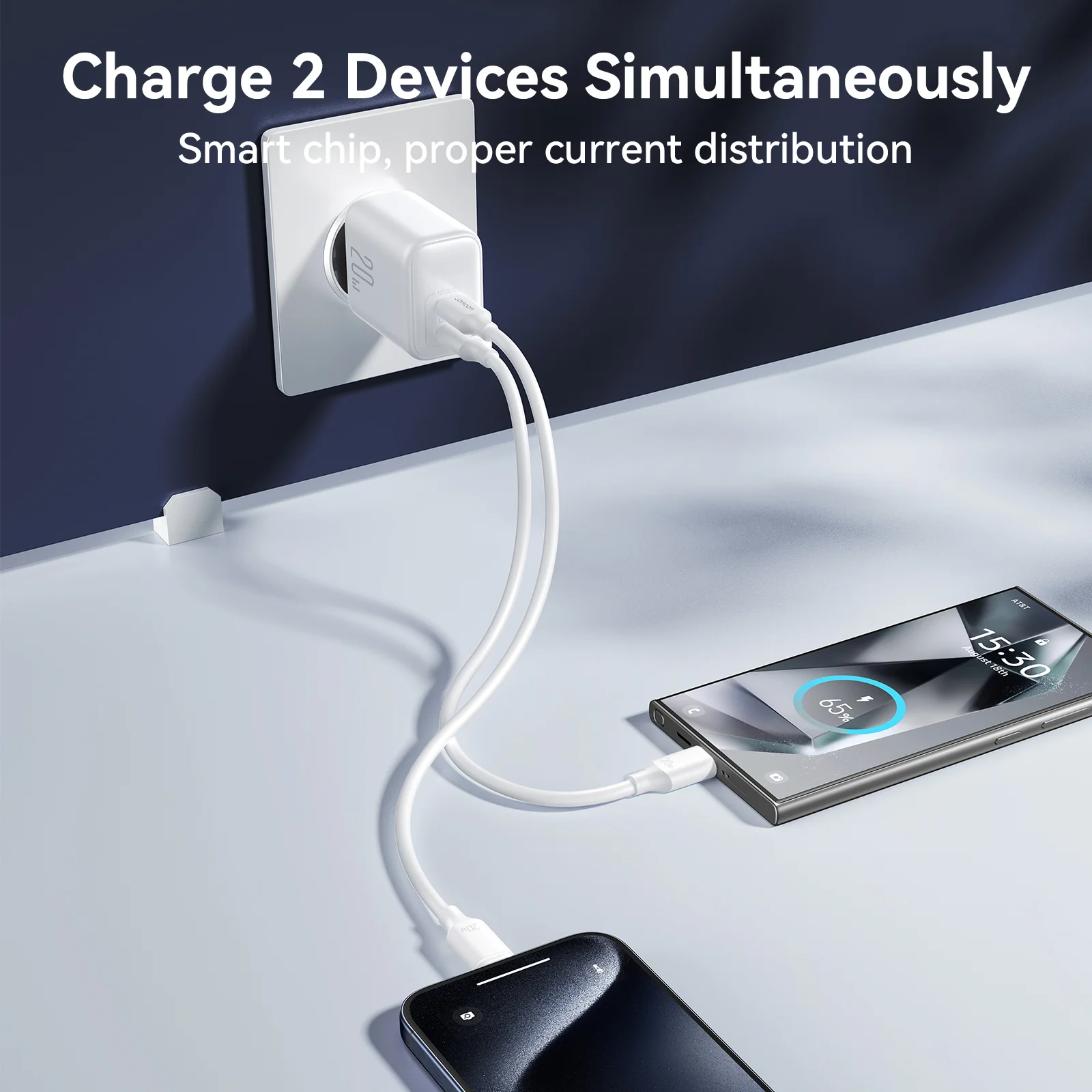 JR-TCF12 20W Dual-Port (2C) Charger-White (EU) - Image 4