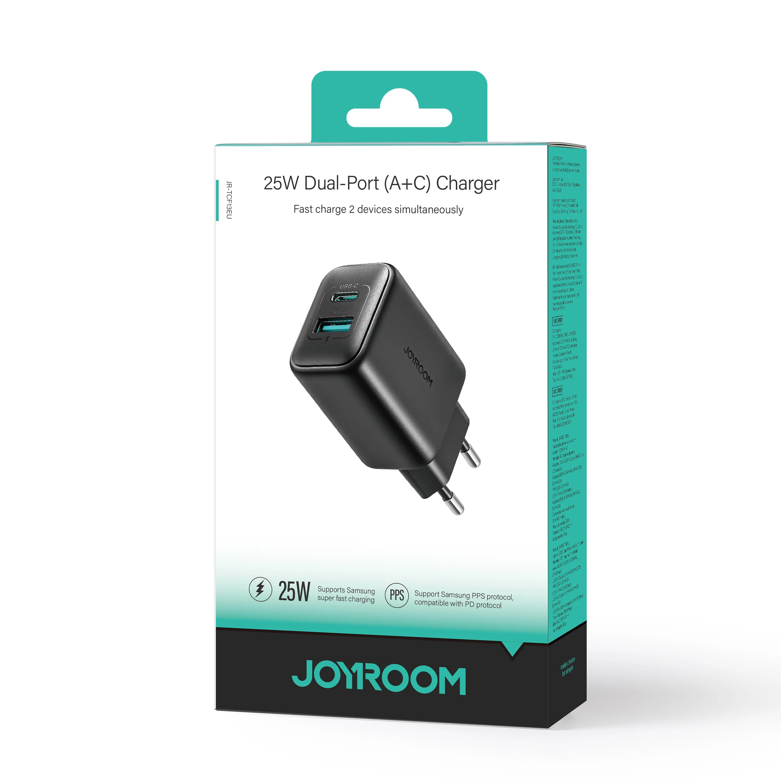 JR-TCF13 25W Dual-Port (A+C) Charger-Black (EU) - Image 2