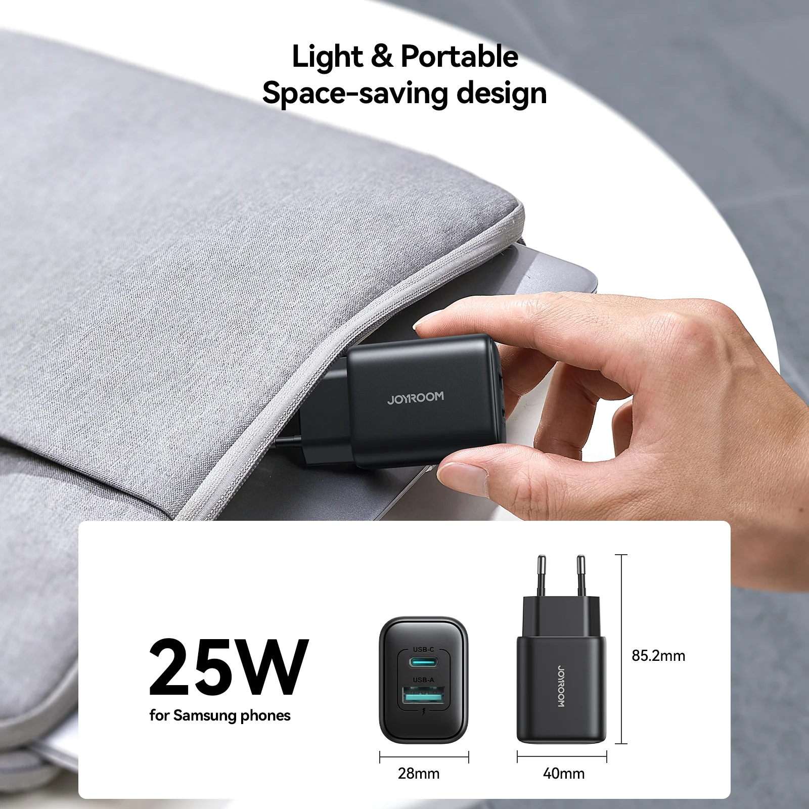 JR-TCF13 25W Dual-Port (A+C) Charger-Black (EU) - Image 7