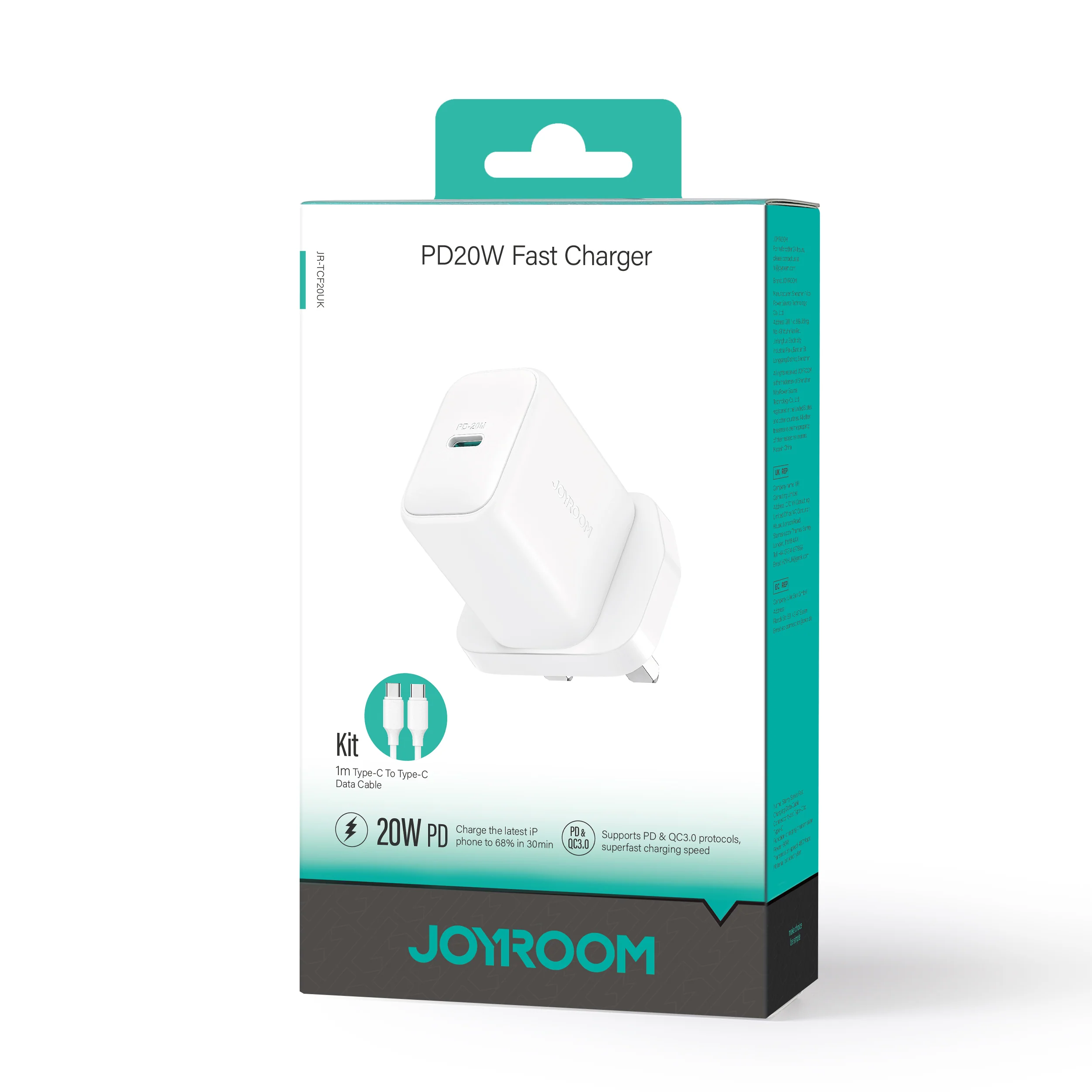 JR-TCF20 PD 20W Charger-White (EU/UK)+C to C/C to L Cable 1m - Image 11