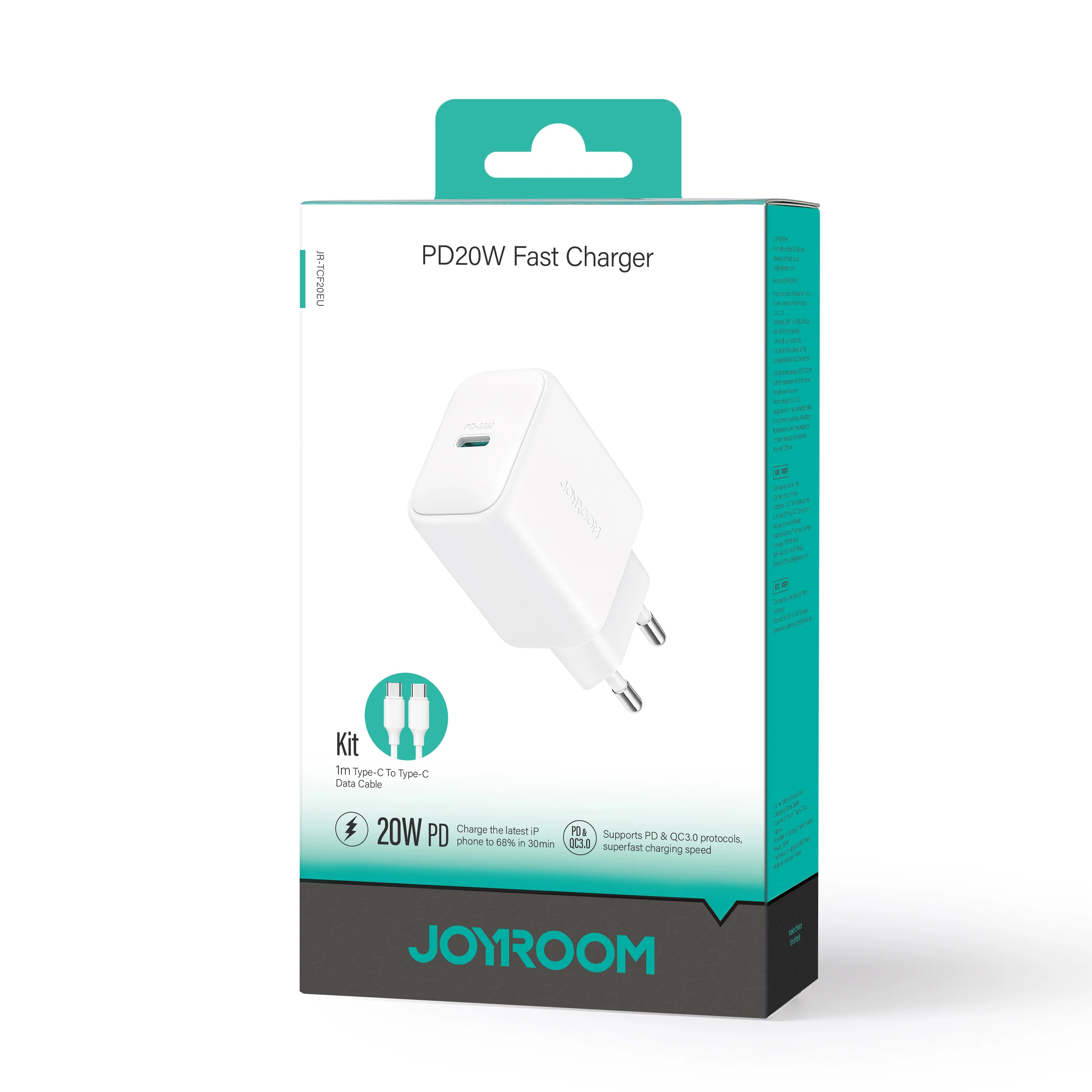JR-TCF20 PD 20W Charger-White (EU/UK)+C to C/C to L Cable 1m - Image 7
