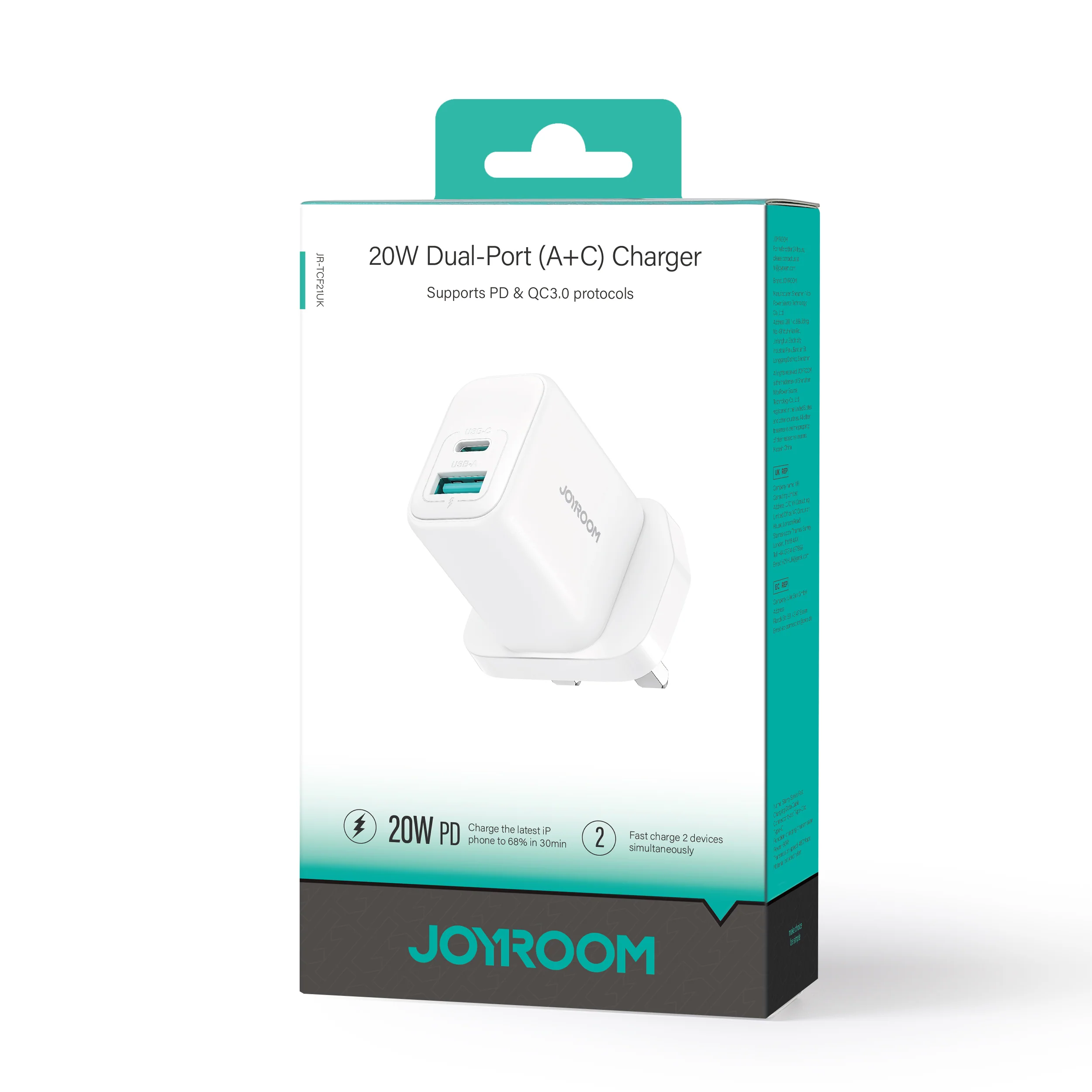 JR-TCF21 20W Dual-Port (A+C) Charger - Image 3