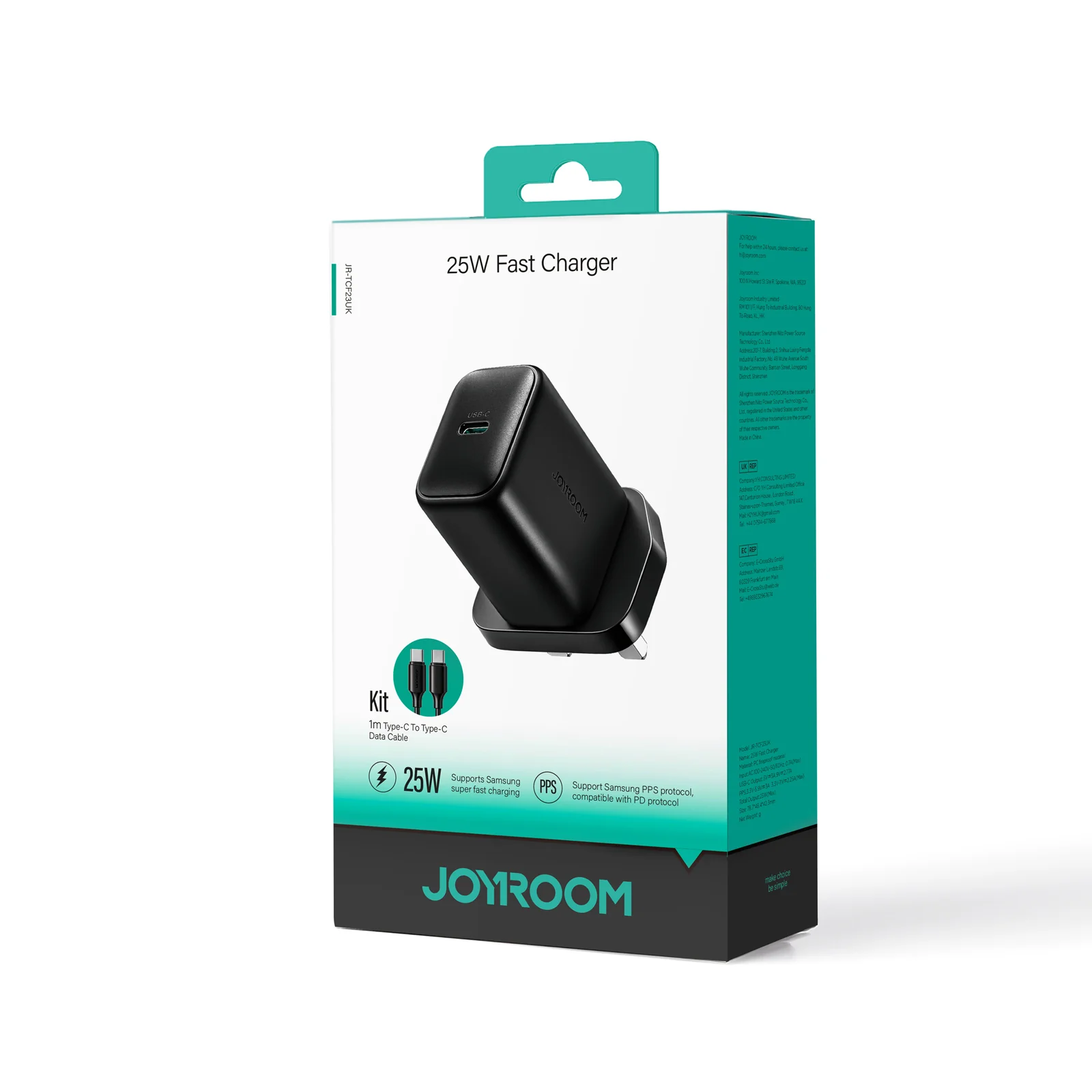 JR-TCF23 25W PD Charger-Black (EU/UK)+C to C Cable 1m - Image 8