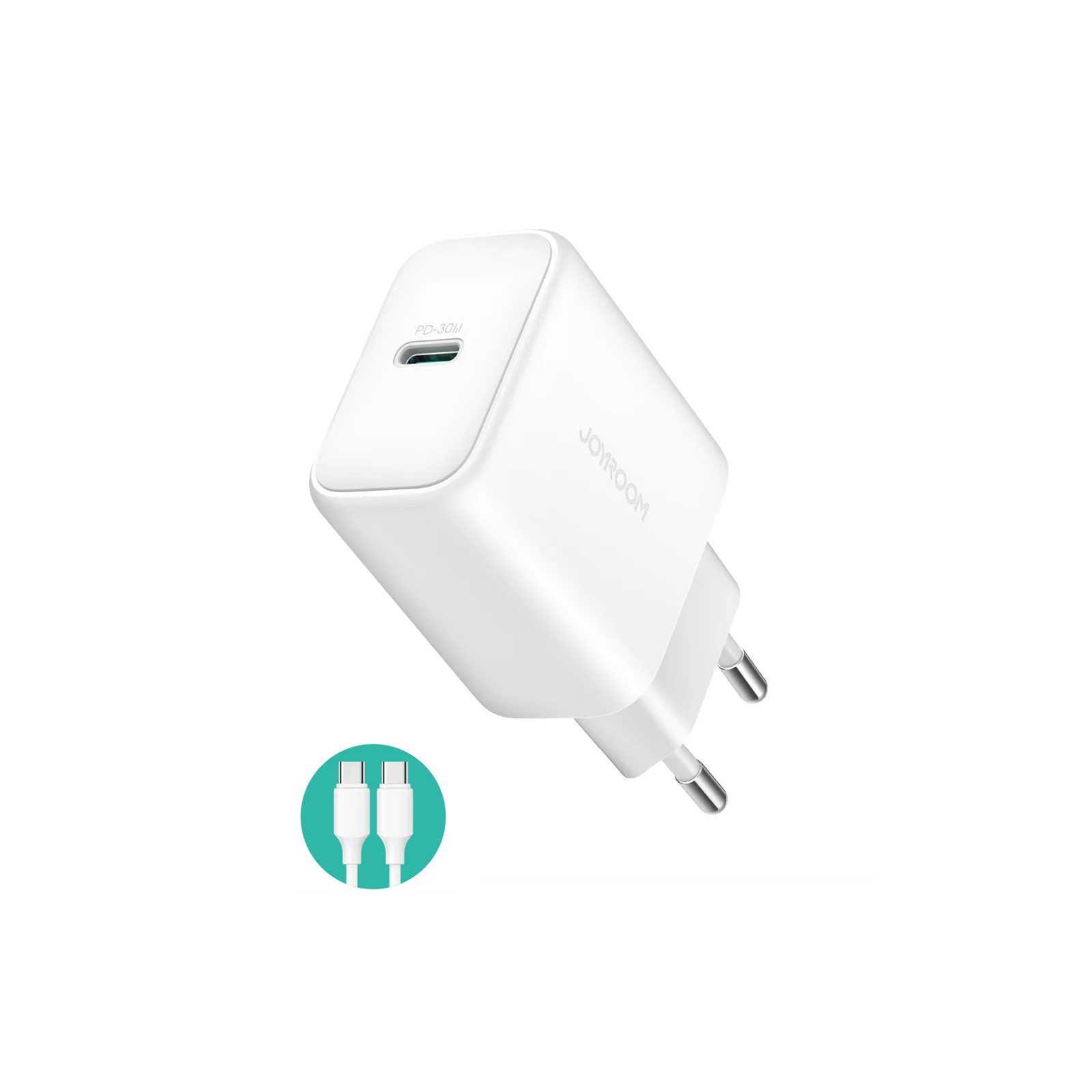 JR-TCF24 PD30W Charger-White (EU)+C to C Cable 1m-White - Image 2
