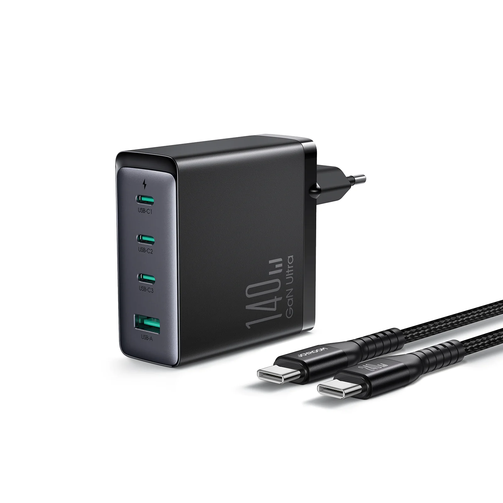 JR-TCG05 140W GaN 3C1A Fast Charger-Black+240W C to C Cable 1.2m-Black-US/UK/EU - Image 2