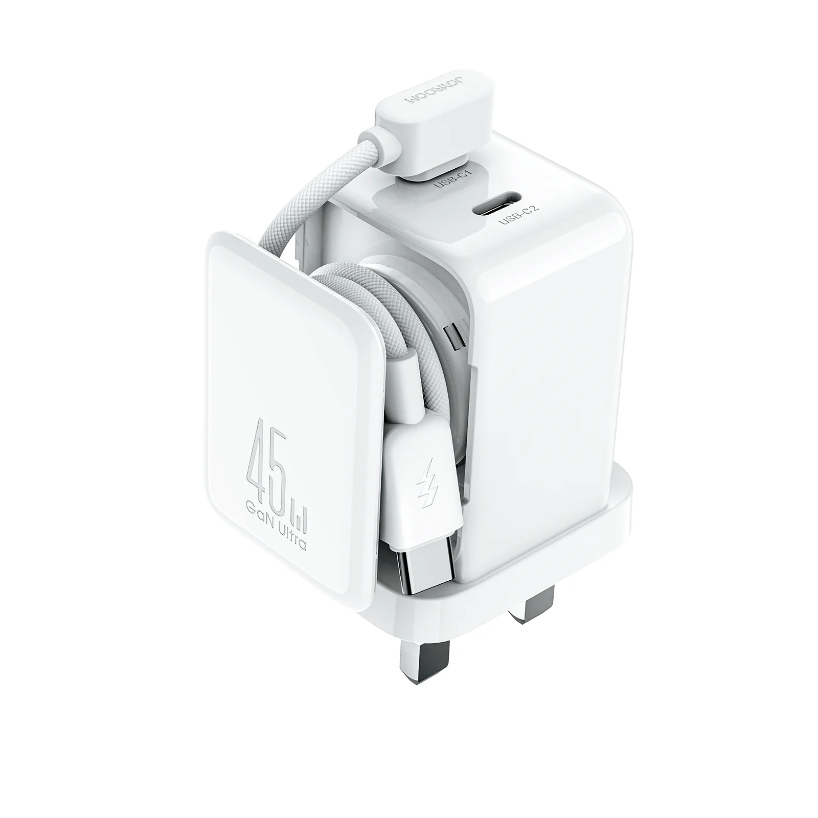 JR-TCL05 45W Cable Management GaN Charger/EU/UK-White