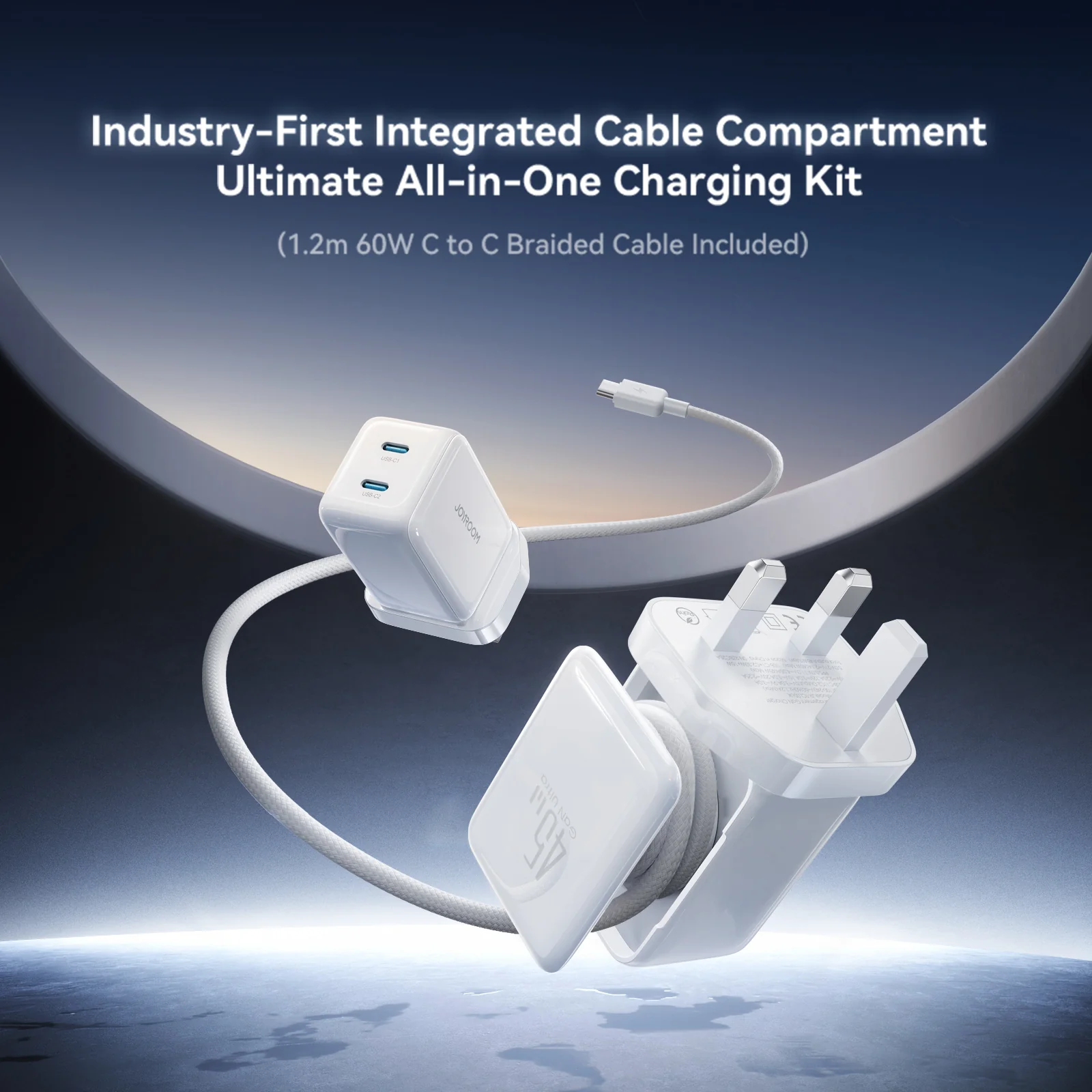 JR-TCL05 45W Cable Management GaN Charger/EU/UK-White - Image 5