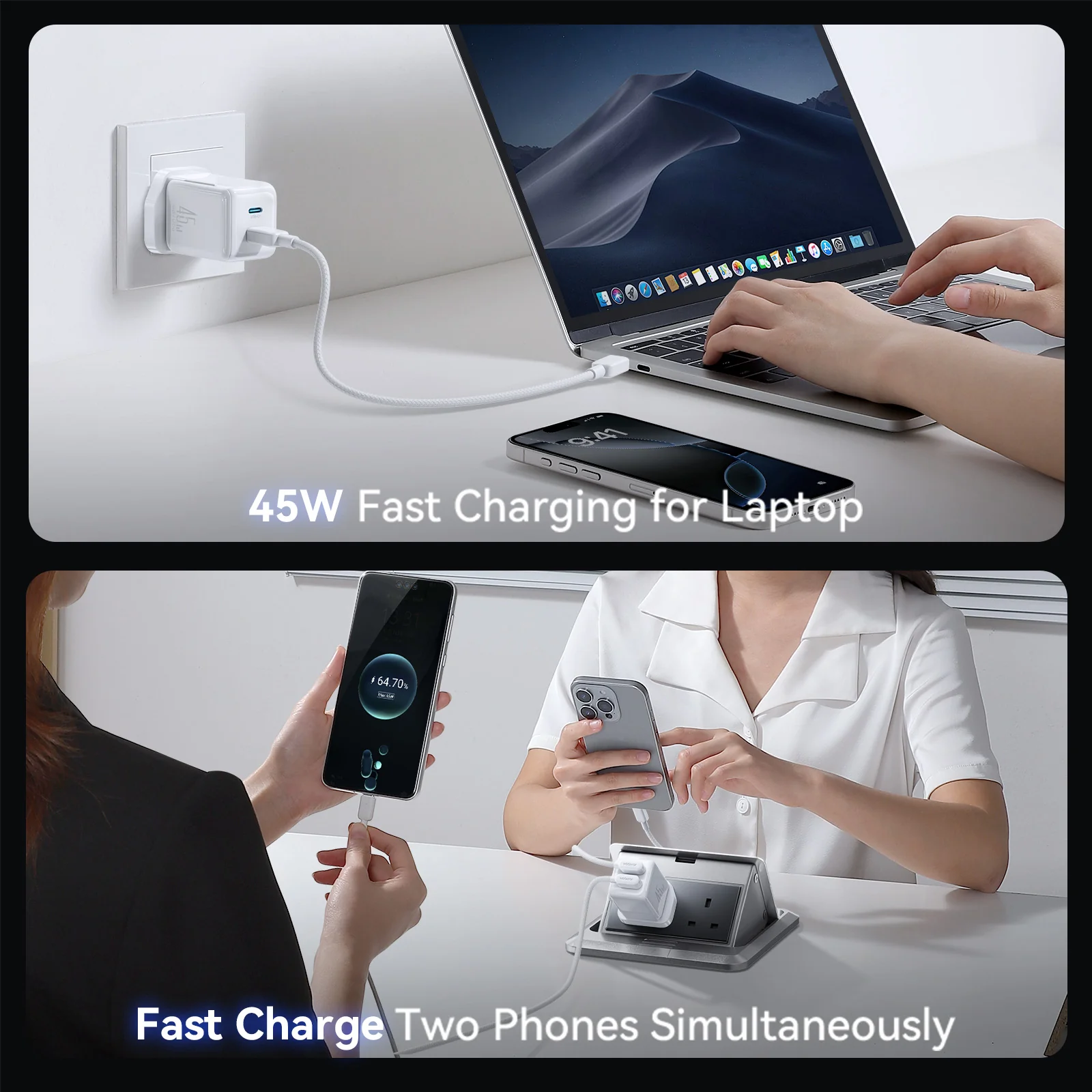 JR-TCL05 45W Cable Management GaN Charger/EU/UK-White - Image 9